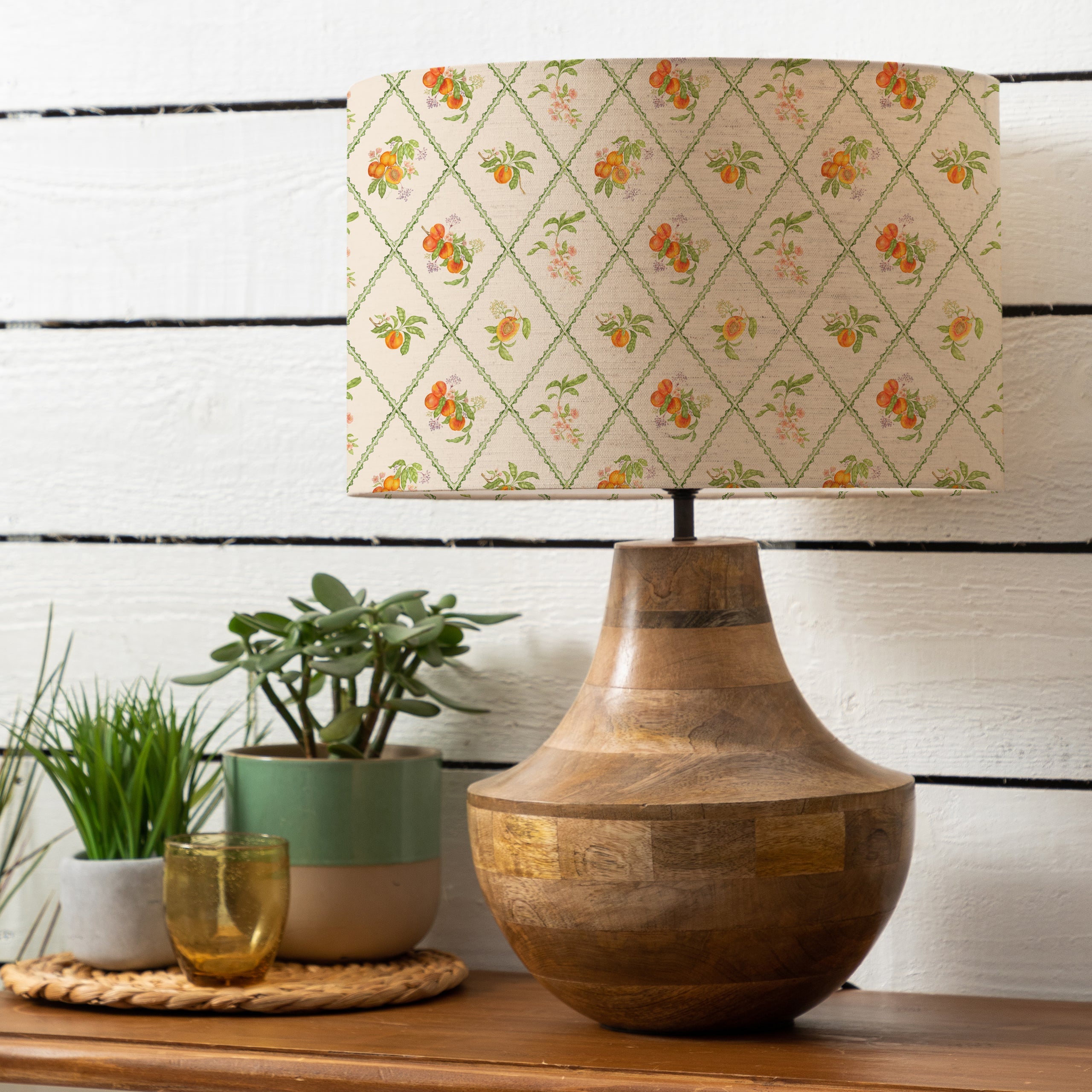 Peach Trellis Eva & Leven Complete Table Lamp