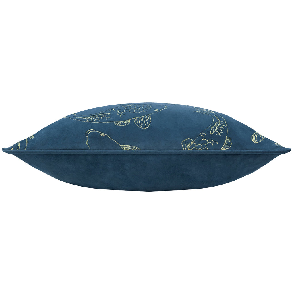Koi Pond Embroidered Velvet Cushion