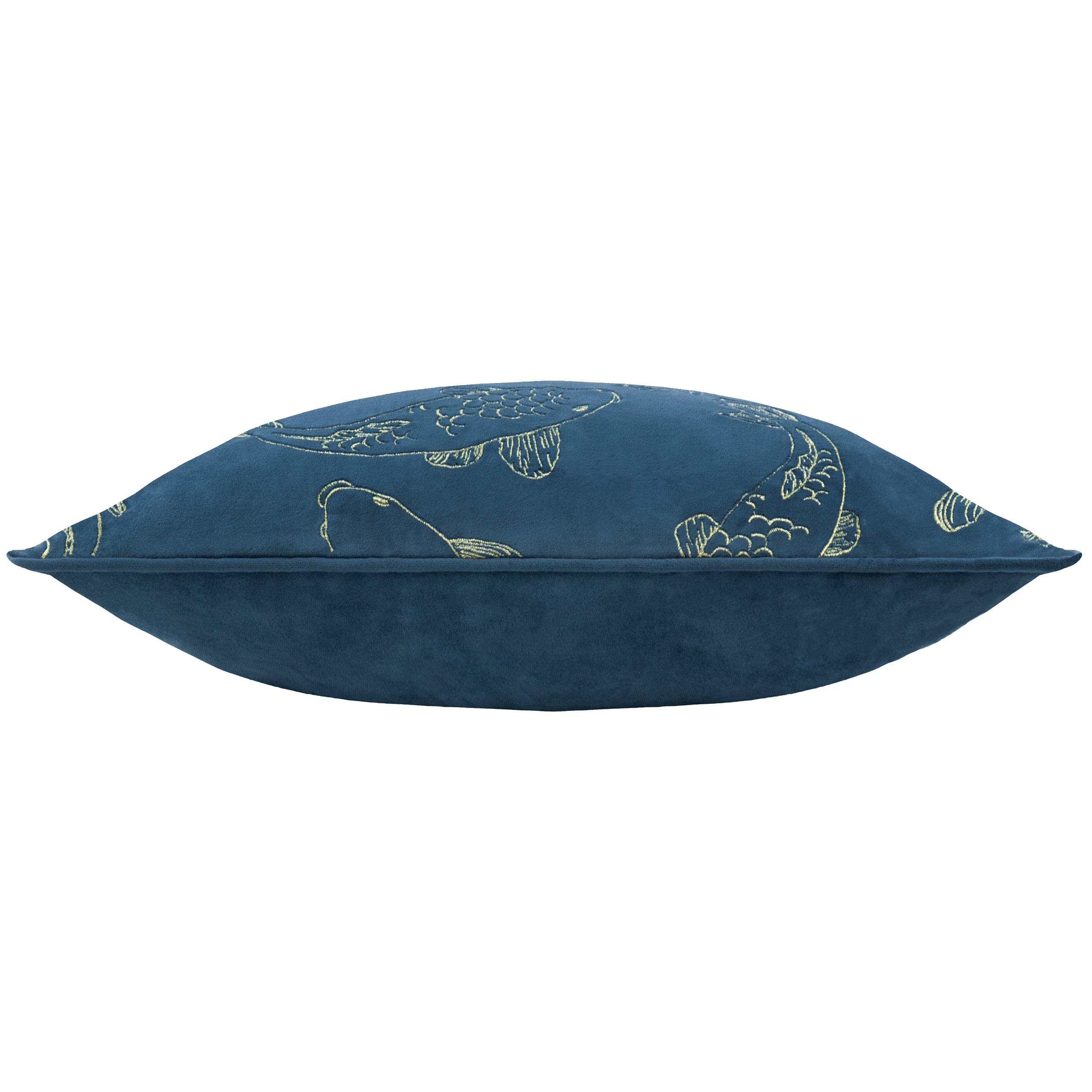 Koi Pond Embroidered Velvet Cushion