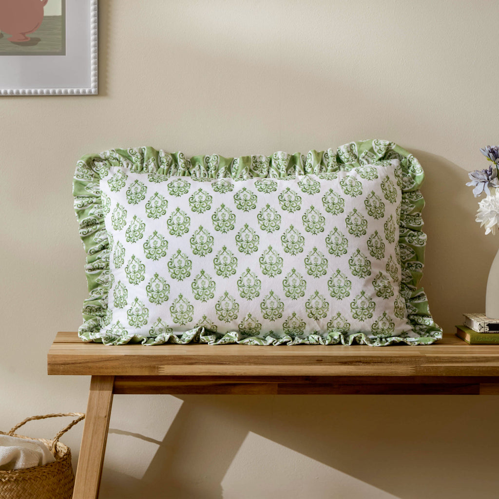 Krissa Block Printed Velvet Cushion