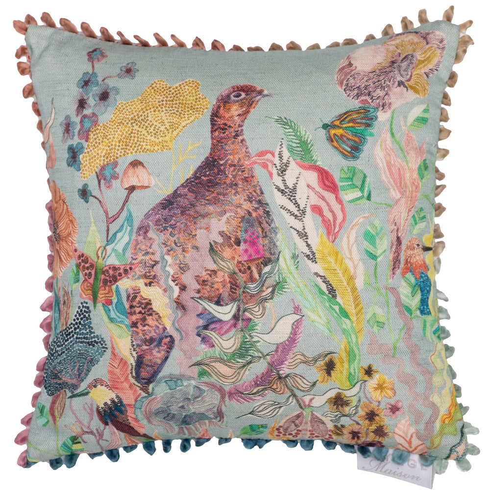 Lady Grouse Small Printed Cushion