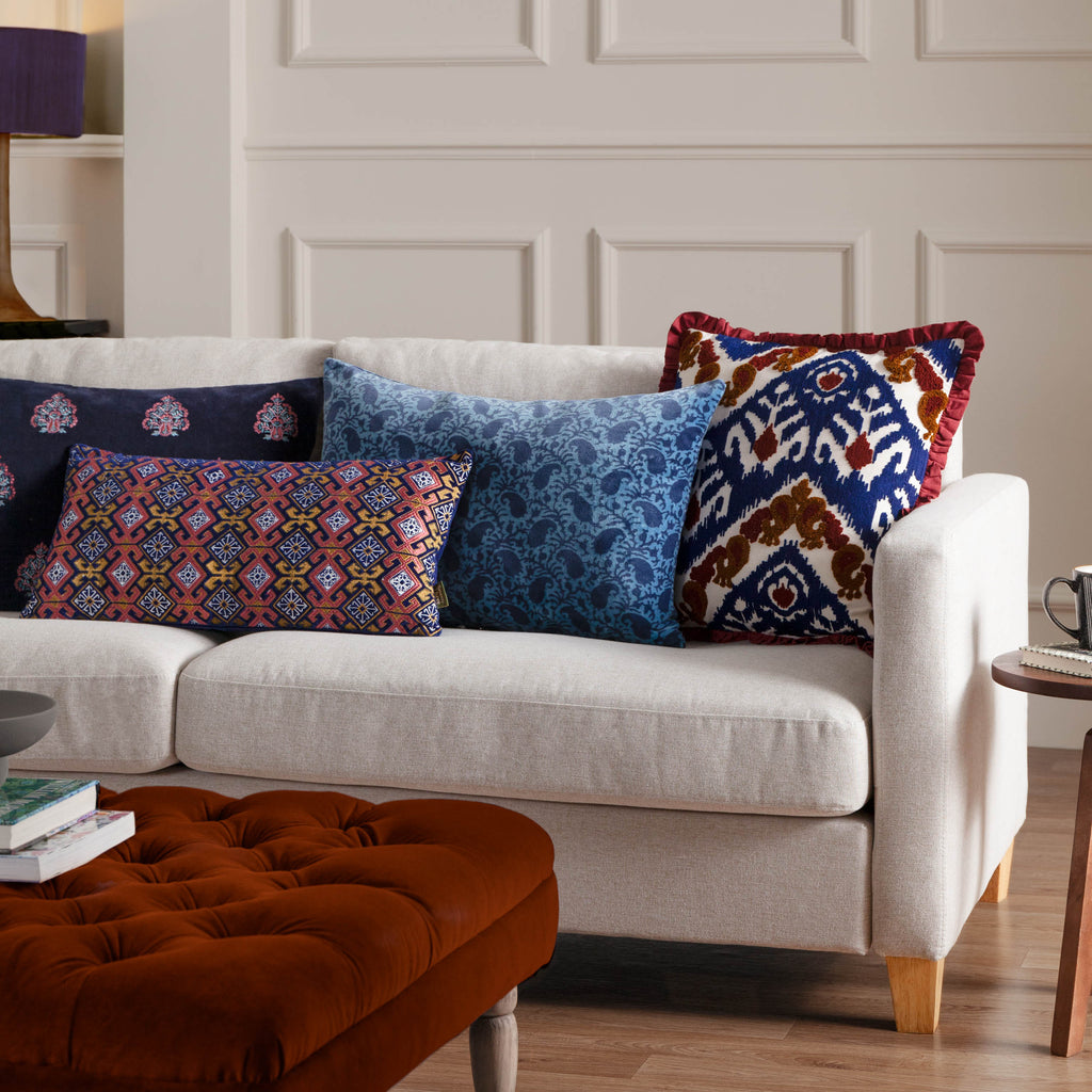 Laurel Embroidered Velvet Cushion