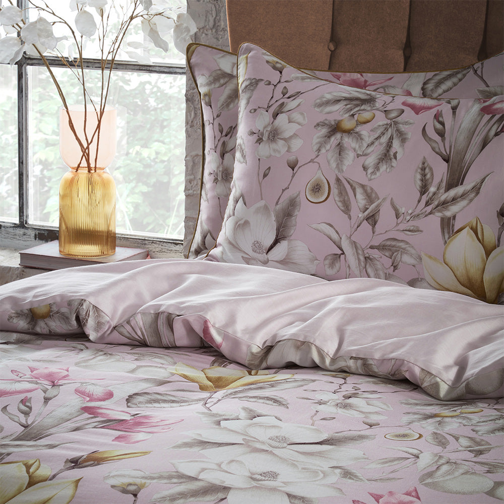 Lavish Floral Printed Piped Cotton Sateen Duvet Cover Set