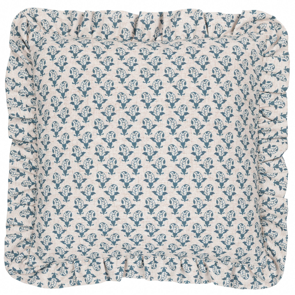 Lulah Block Printed Ruffle Cushion