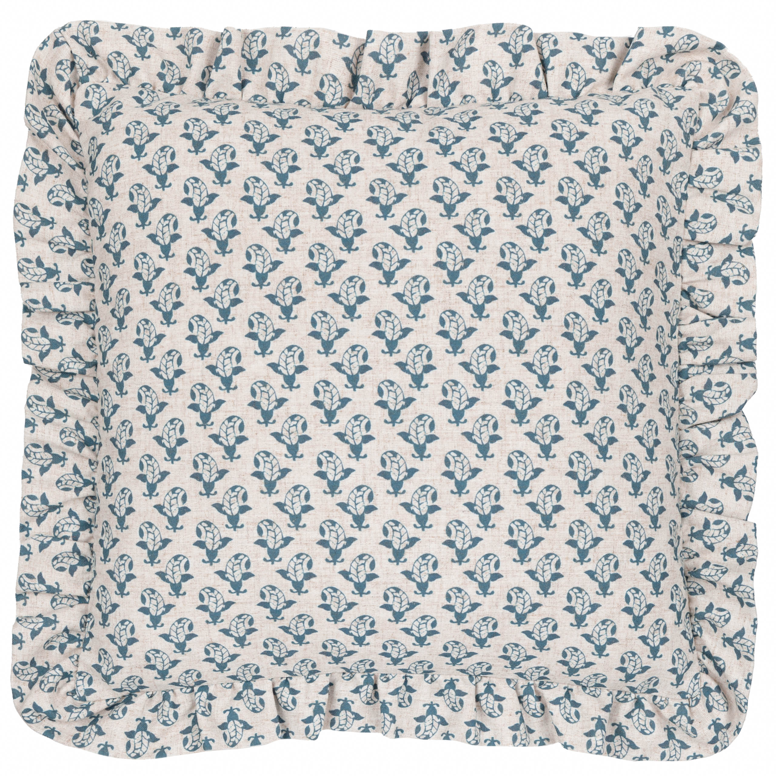 Lulah Block Printed Ruffle Cushion