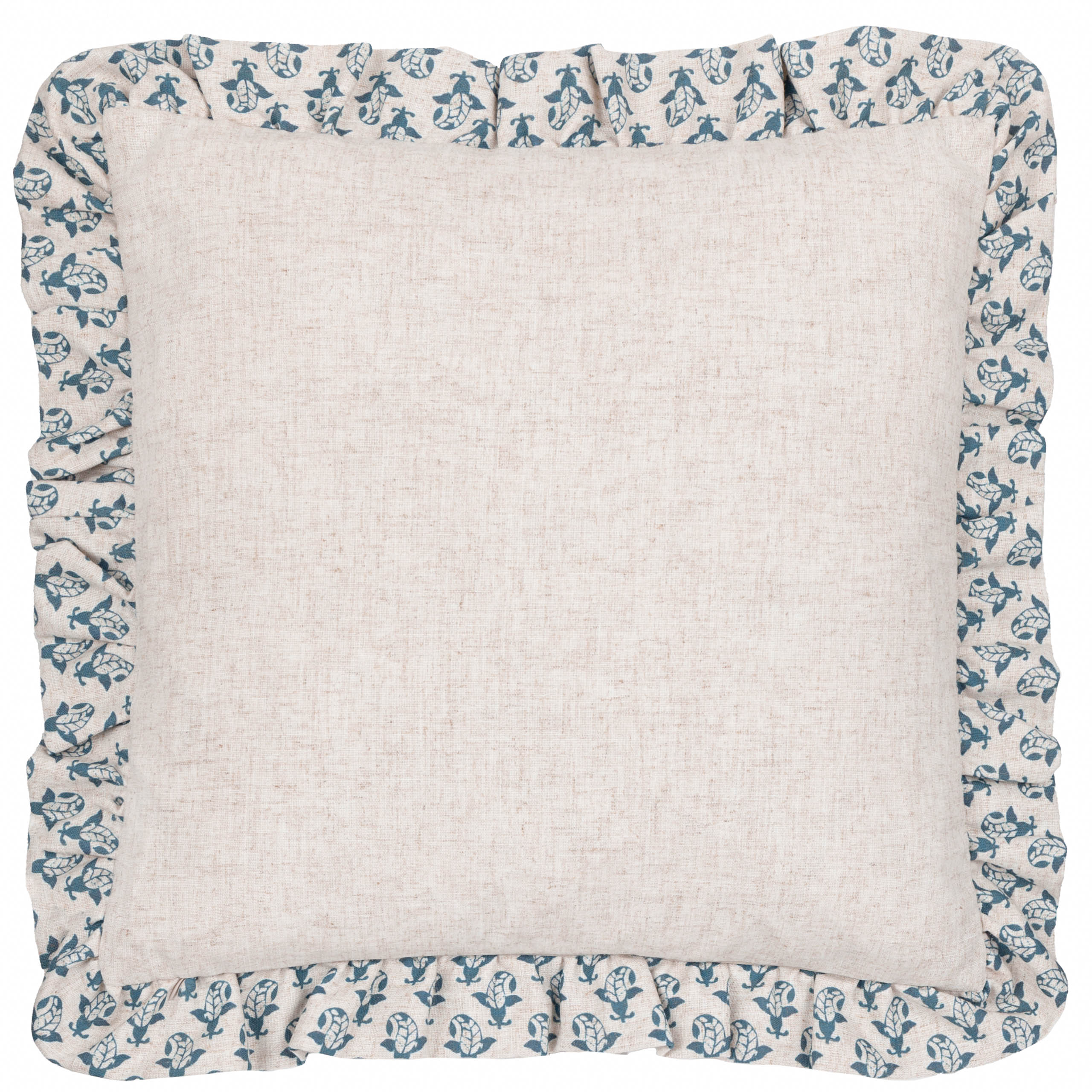 Lulah Block Printed Ruffle Cushion