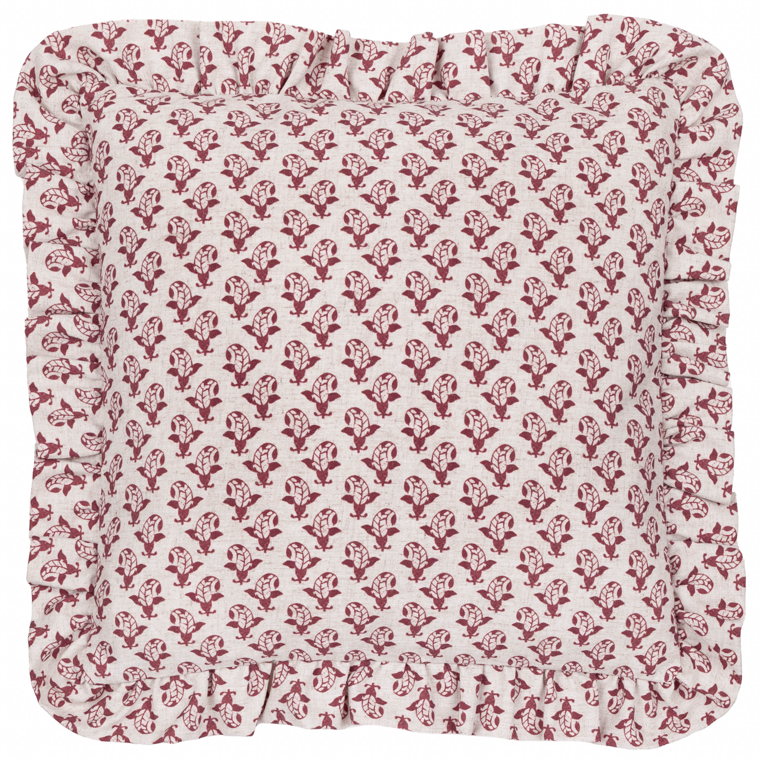 Lulah Block Printed Ruffle Cushion
