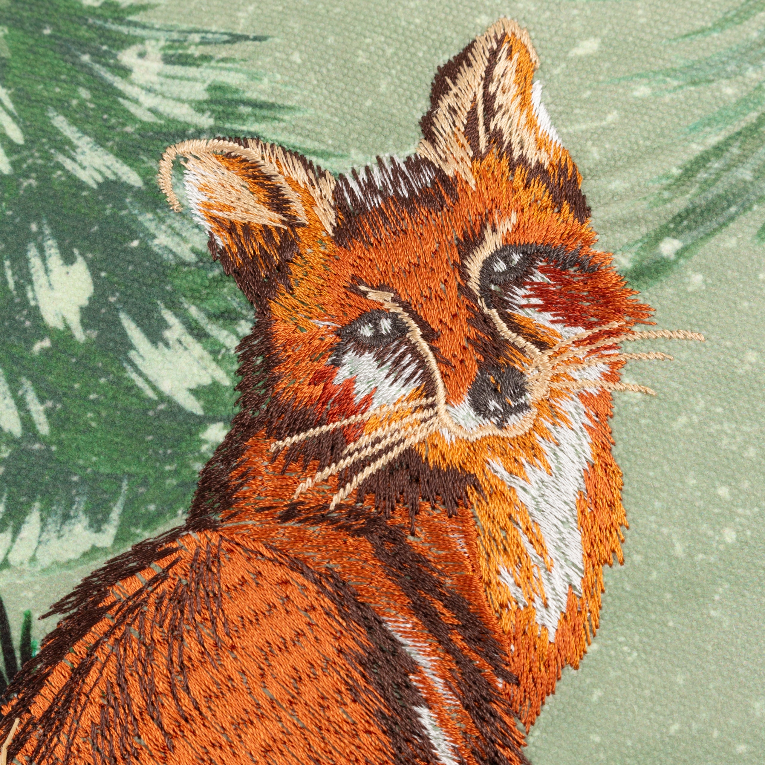 Lodge Wood Fox Embroidered Cushion