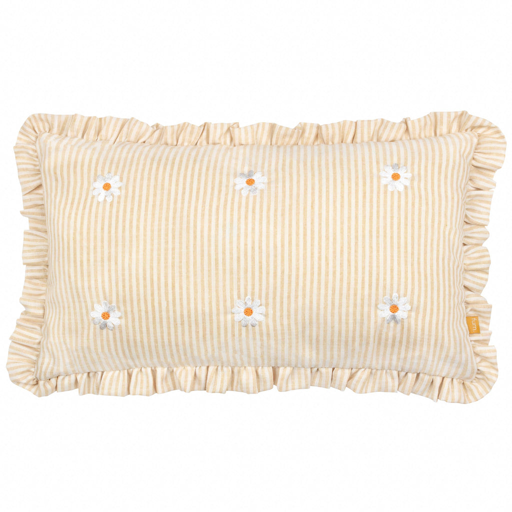 Les Fleurs Embroidered Ruffle Cushion