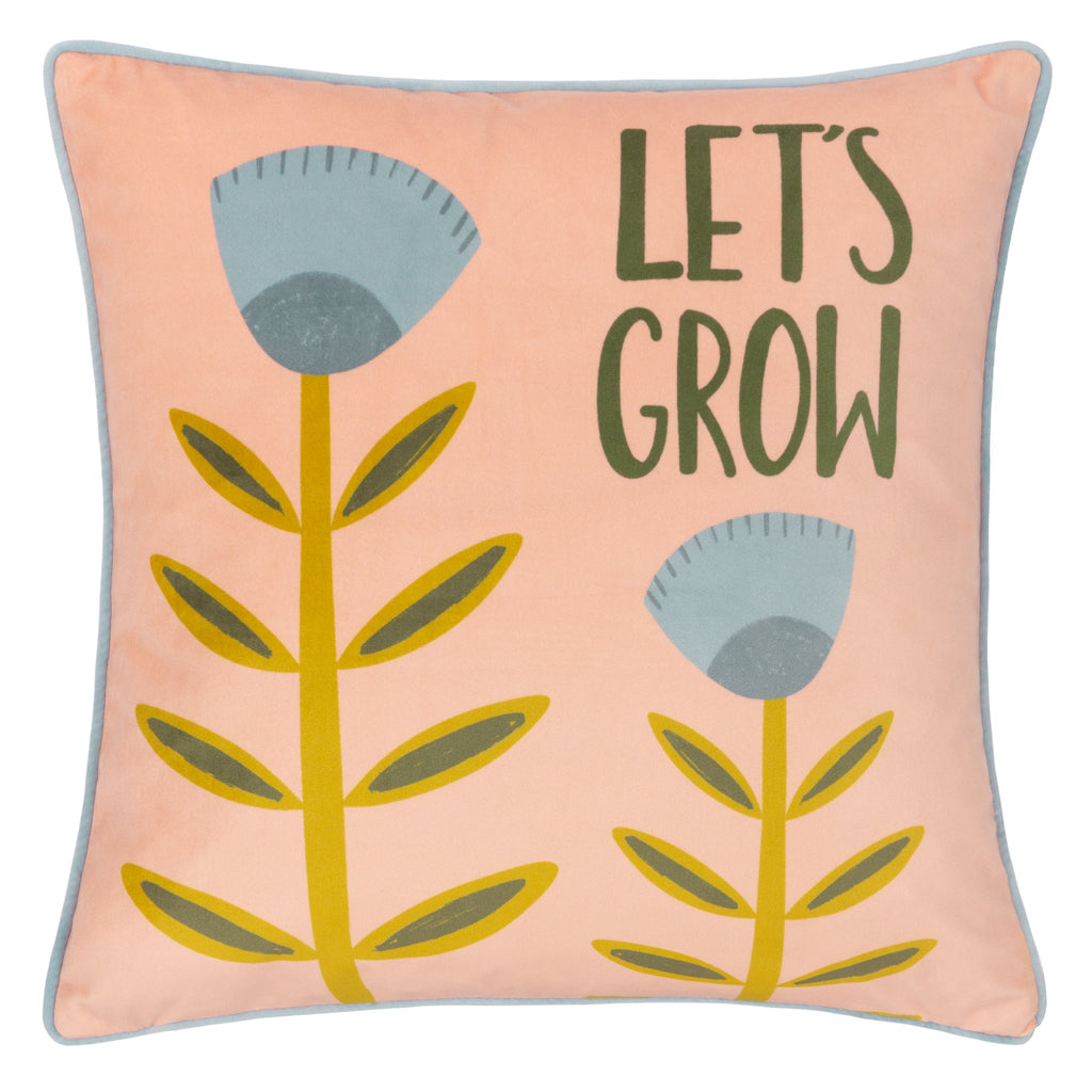 Let's Grow Piped Velvet Cushion