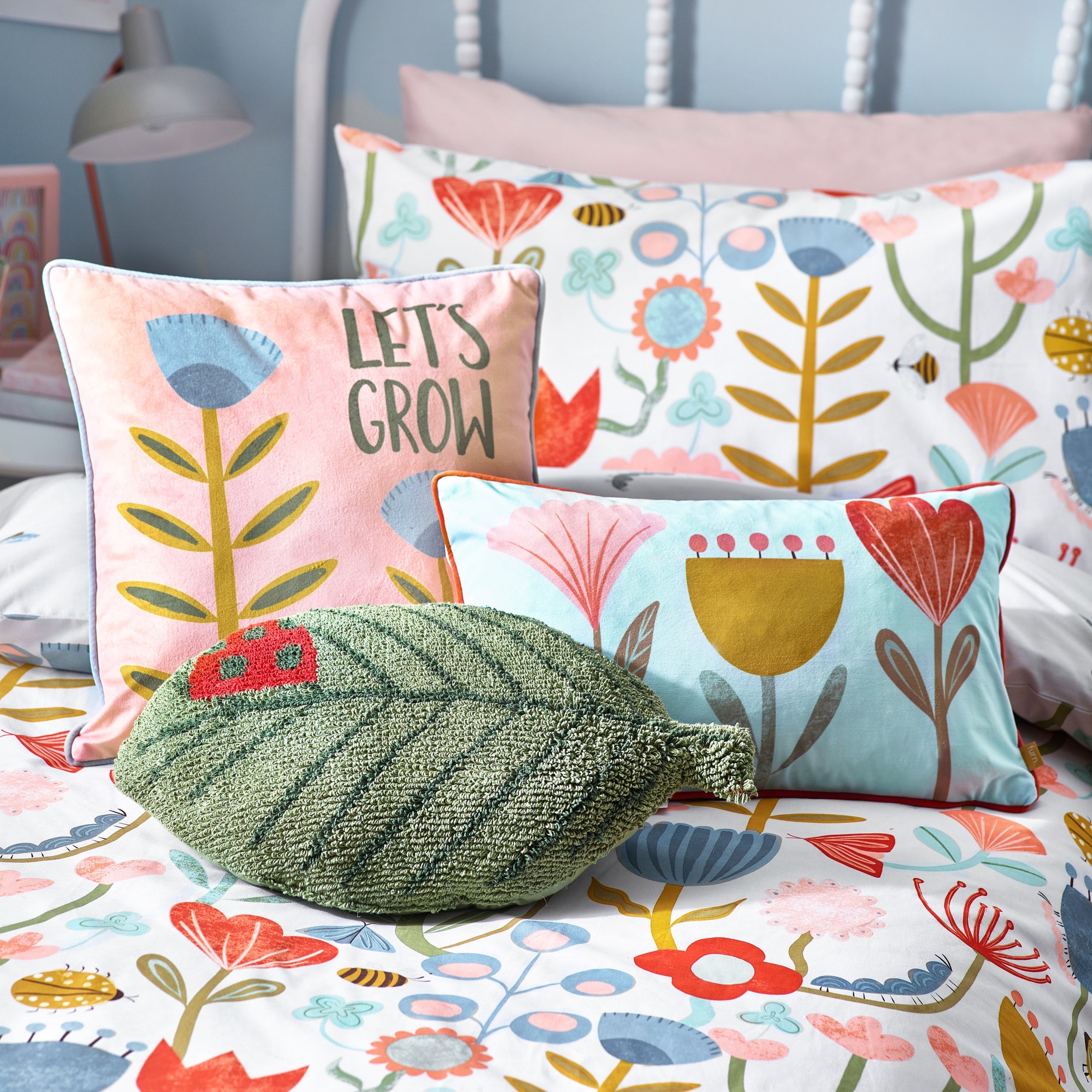 Let's Grow Piped Velvet Cushion