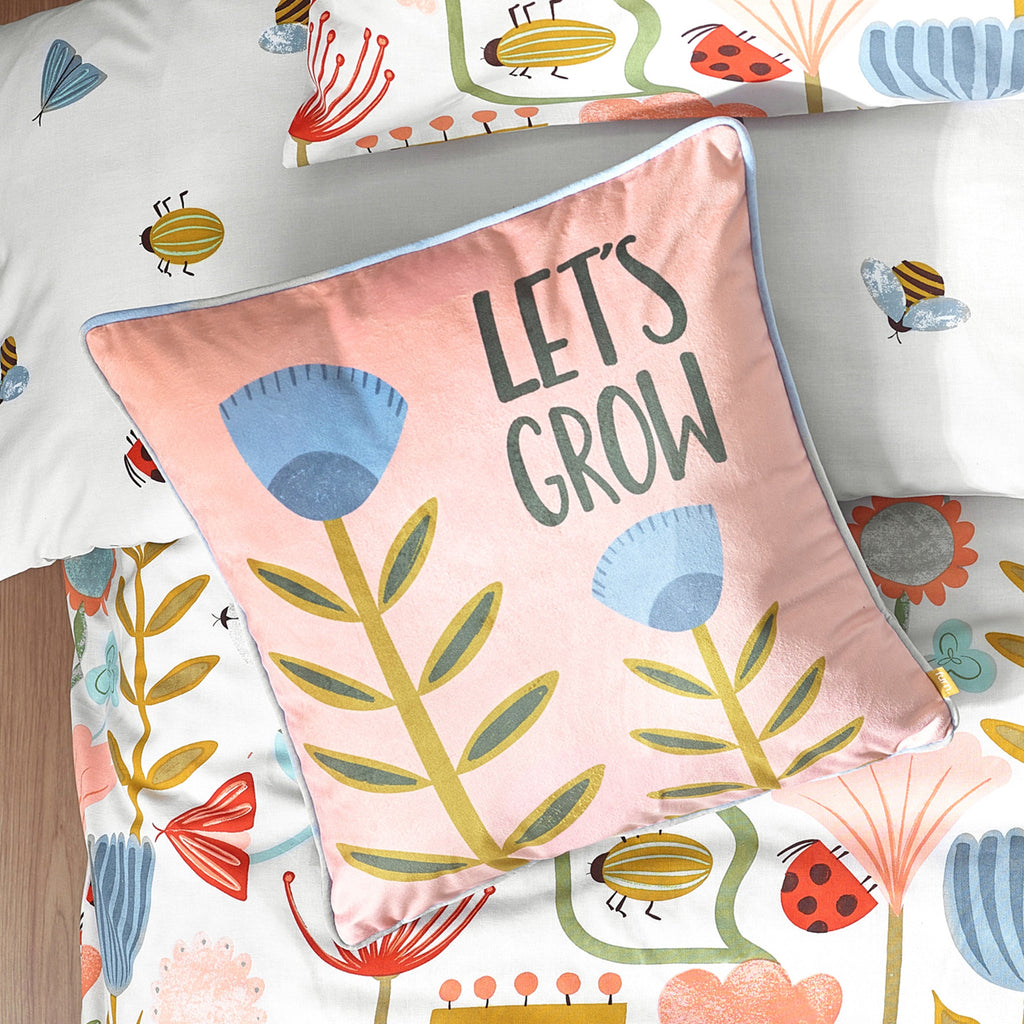 Let's Grow Piped Velvet Cushion