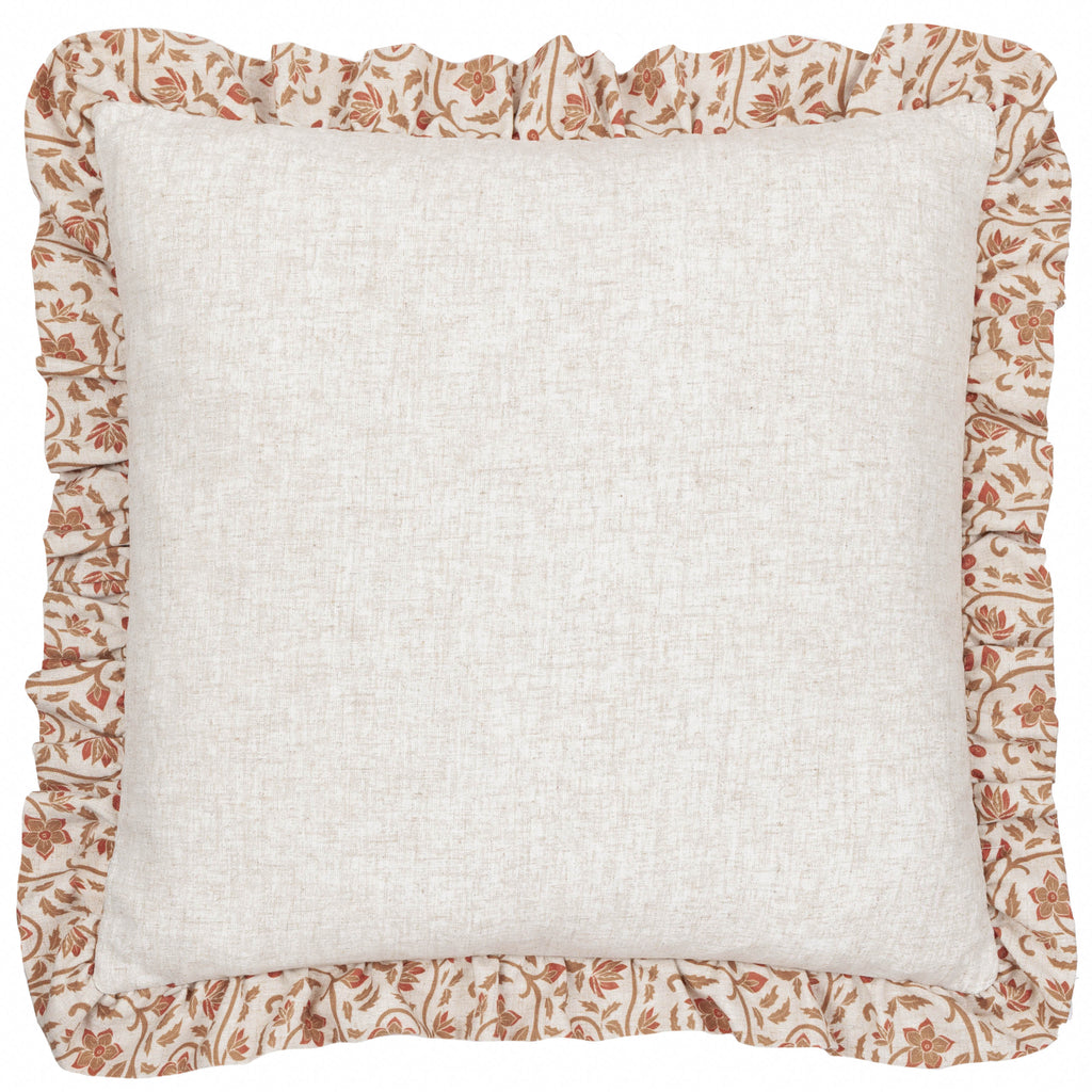 Linen Filigree Printed Ruffle Cushion