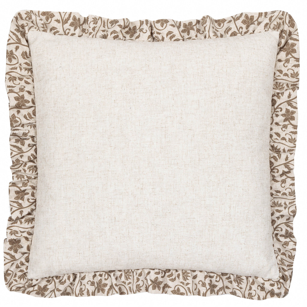 Linen Filigree Printed Ruffle Cushion
