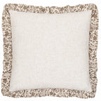 Linen Filigree Printed Ruffle Cushion