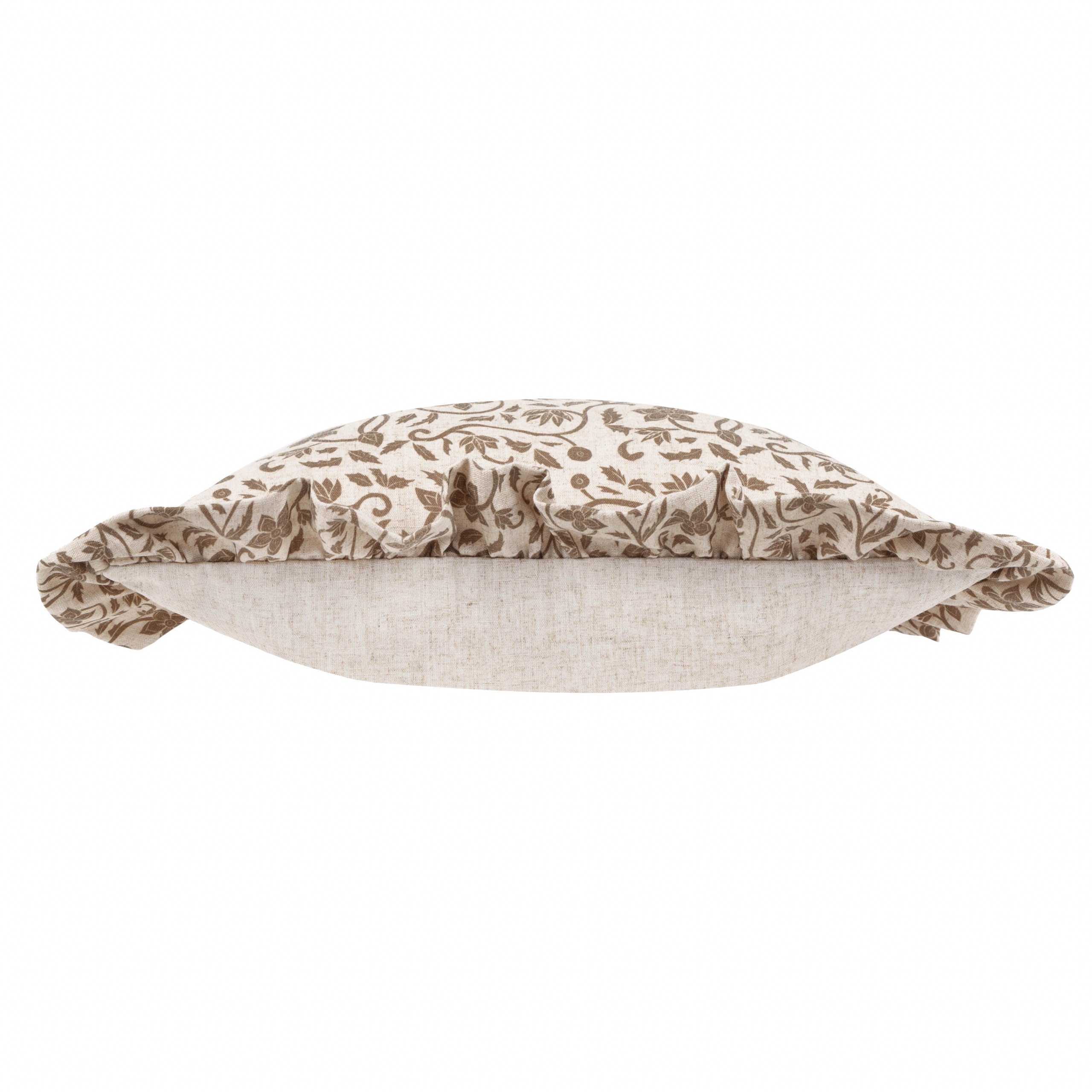 Linen Filigree Printed Ruffle Cushion