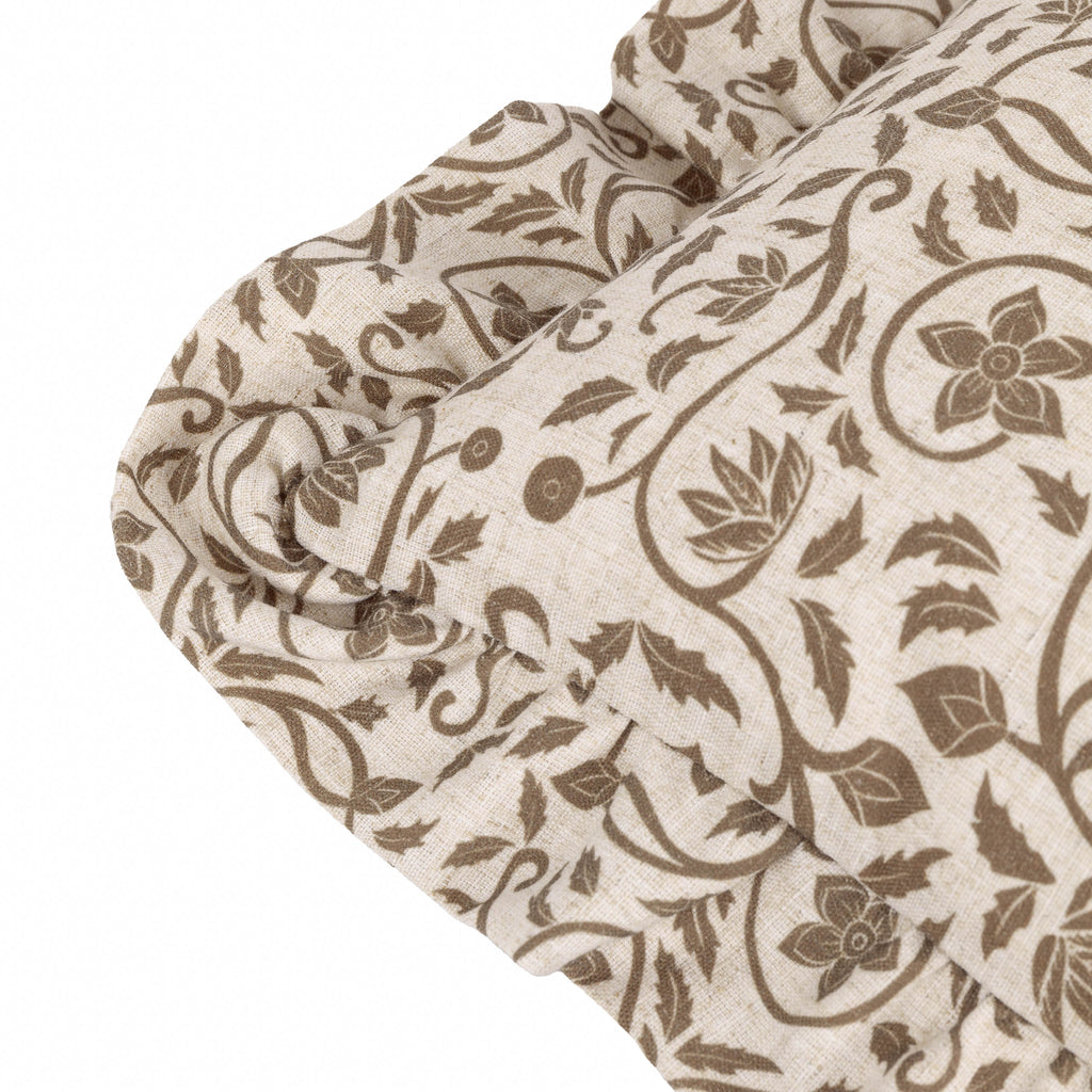 Linen Filigree Printed Ruffle Cushion