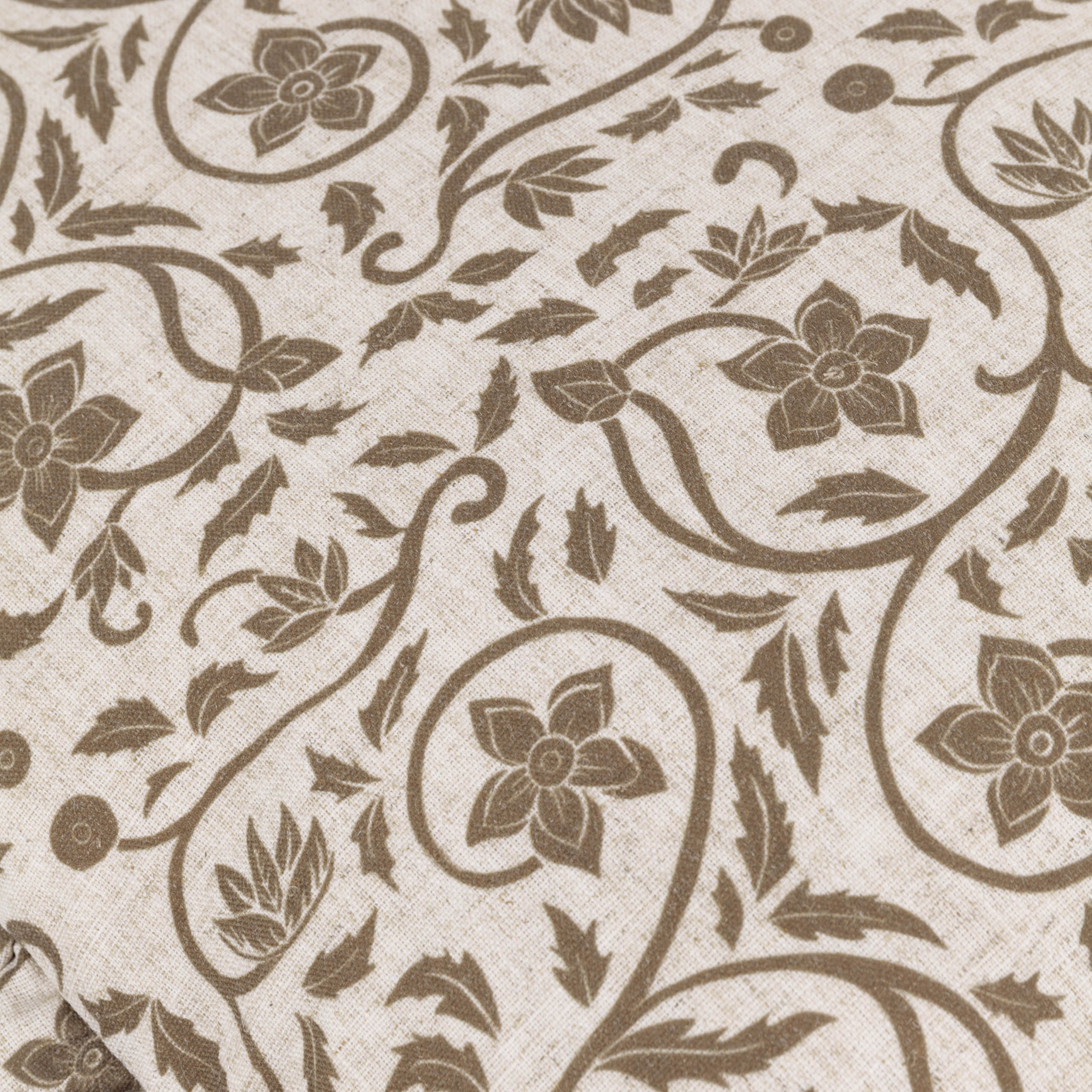 Linen Filigree Printed Ruffle Cushion