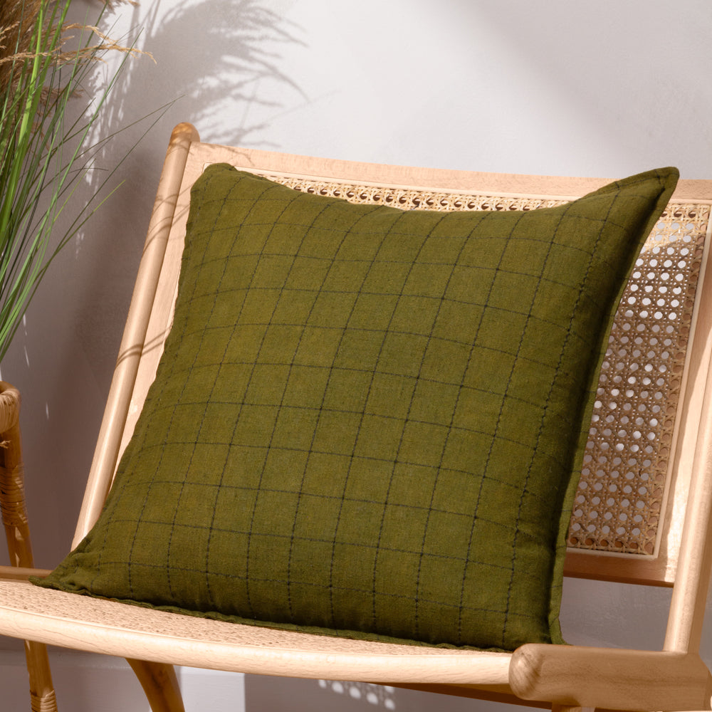 Linen Grid Check Cushion