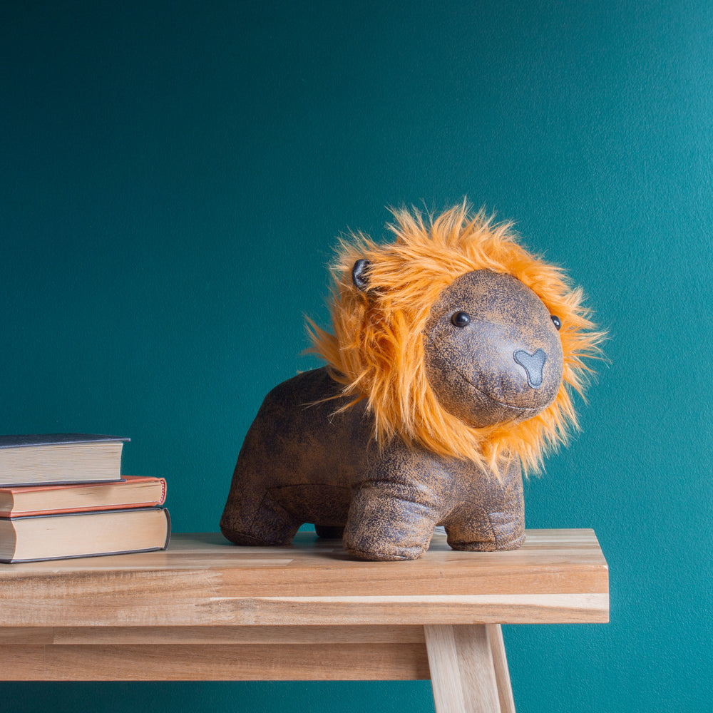 Lion Faux Leather Door Stop