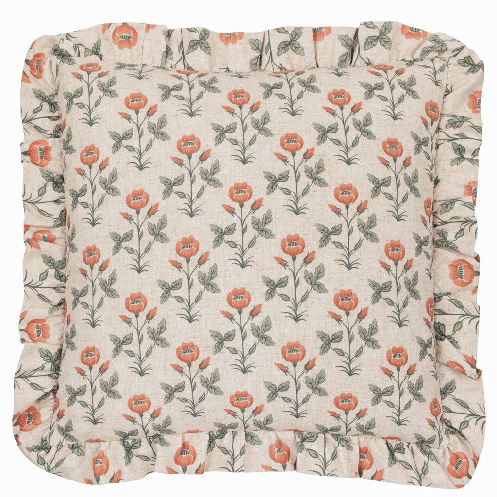 Linen Renee Printed Ruffle Cushion Multi