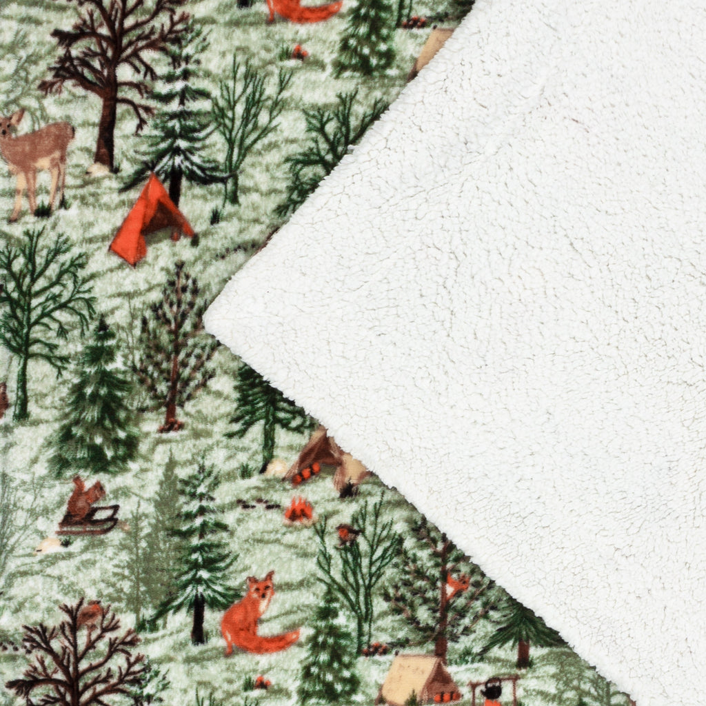 Lodge Wood Sherpa Fleece Throw