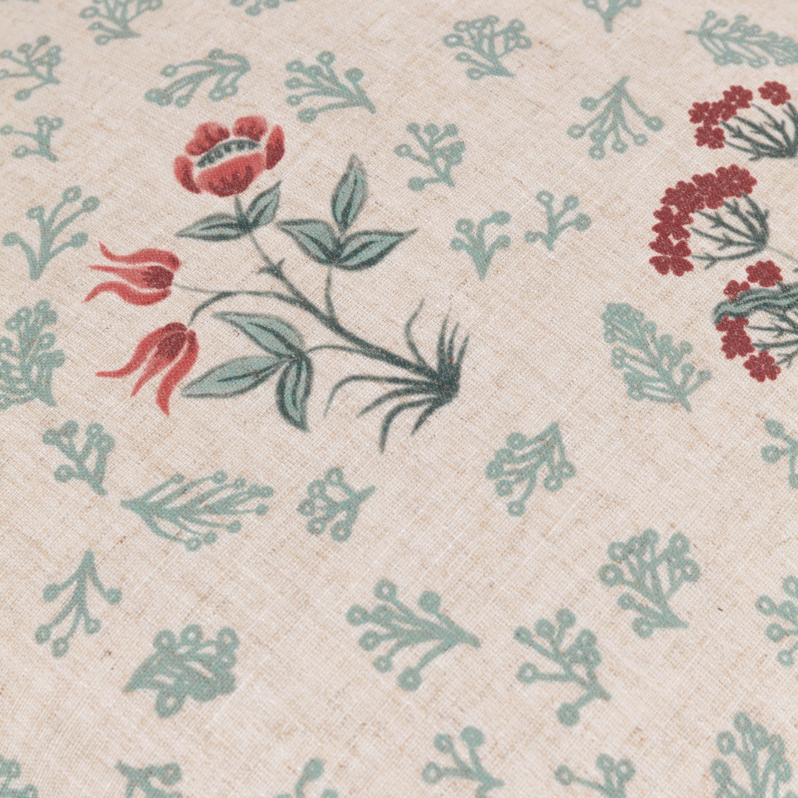 Linen Renata Floral Printed Ruffle Cushion Multi