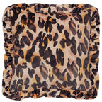 Leopard Printed Velvet Ruffle Cushion