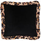 Leopard Printed Velvet Ruffle Cushion