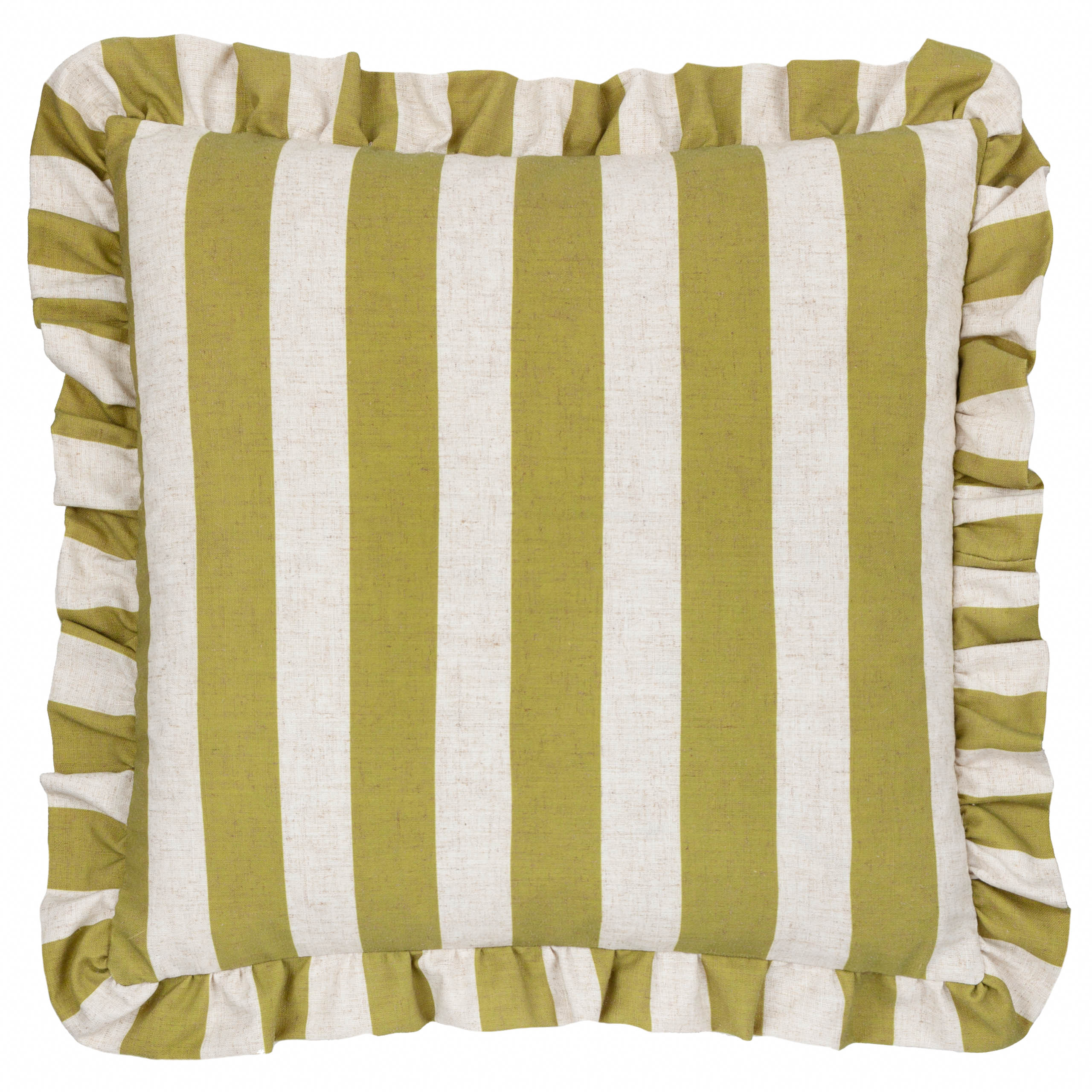 Linen Stripe Printed Ruffle Cushion