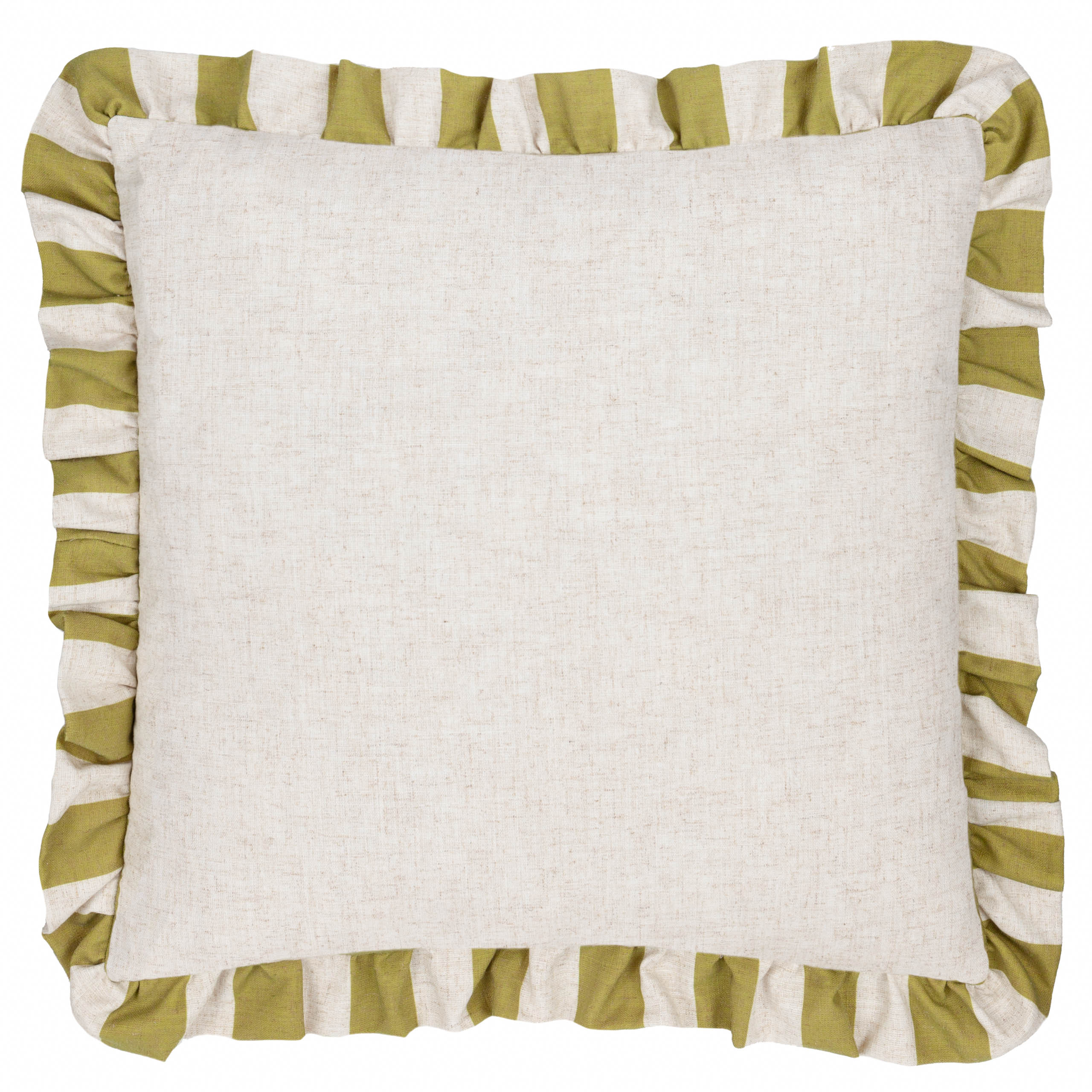 Linen Stripe Printed Ruffle Cushion