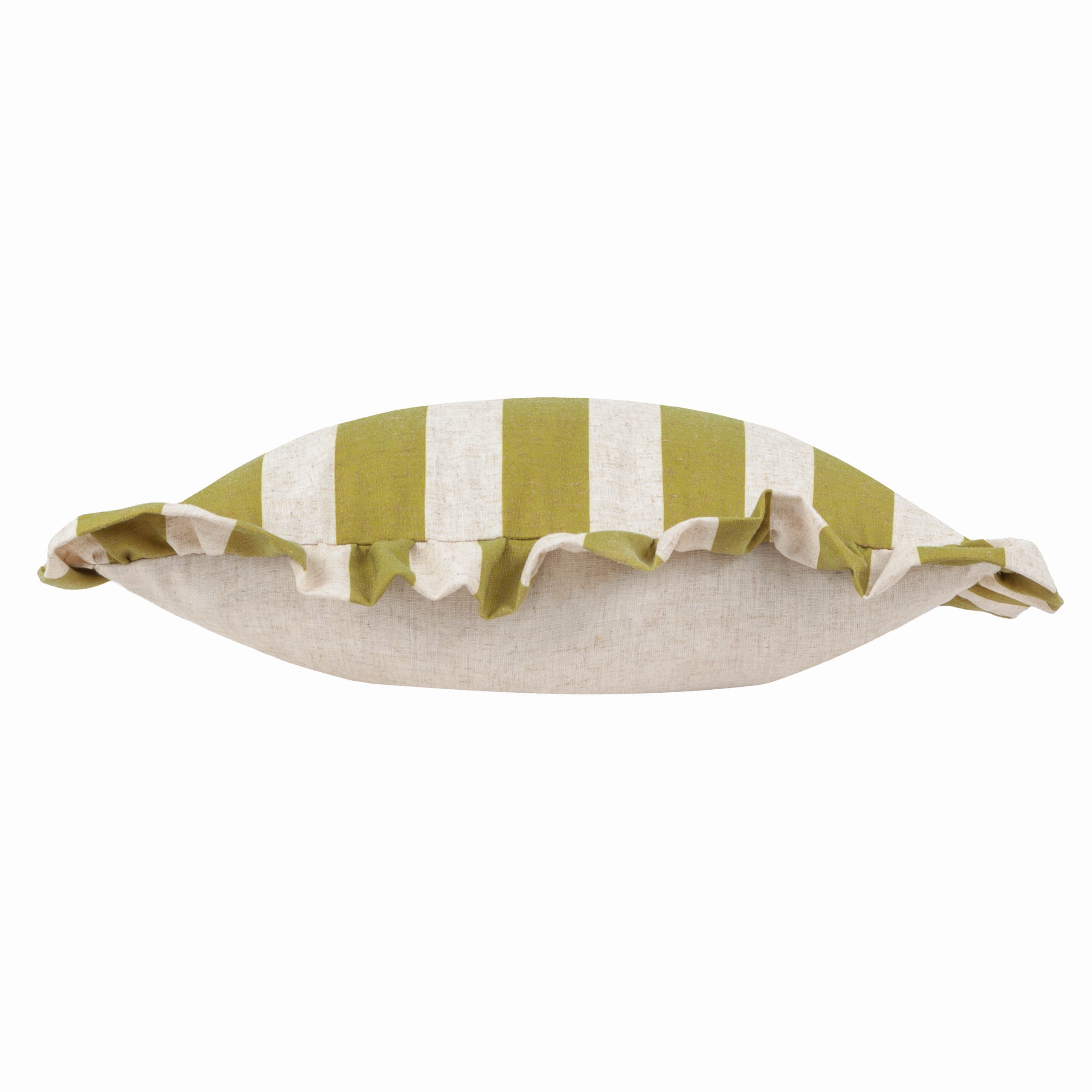 Linen Stripe Printed Ruffle Cushion