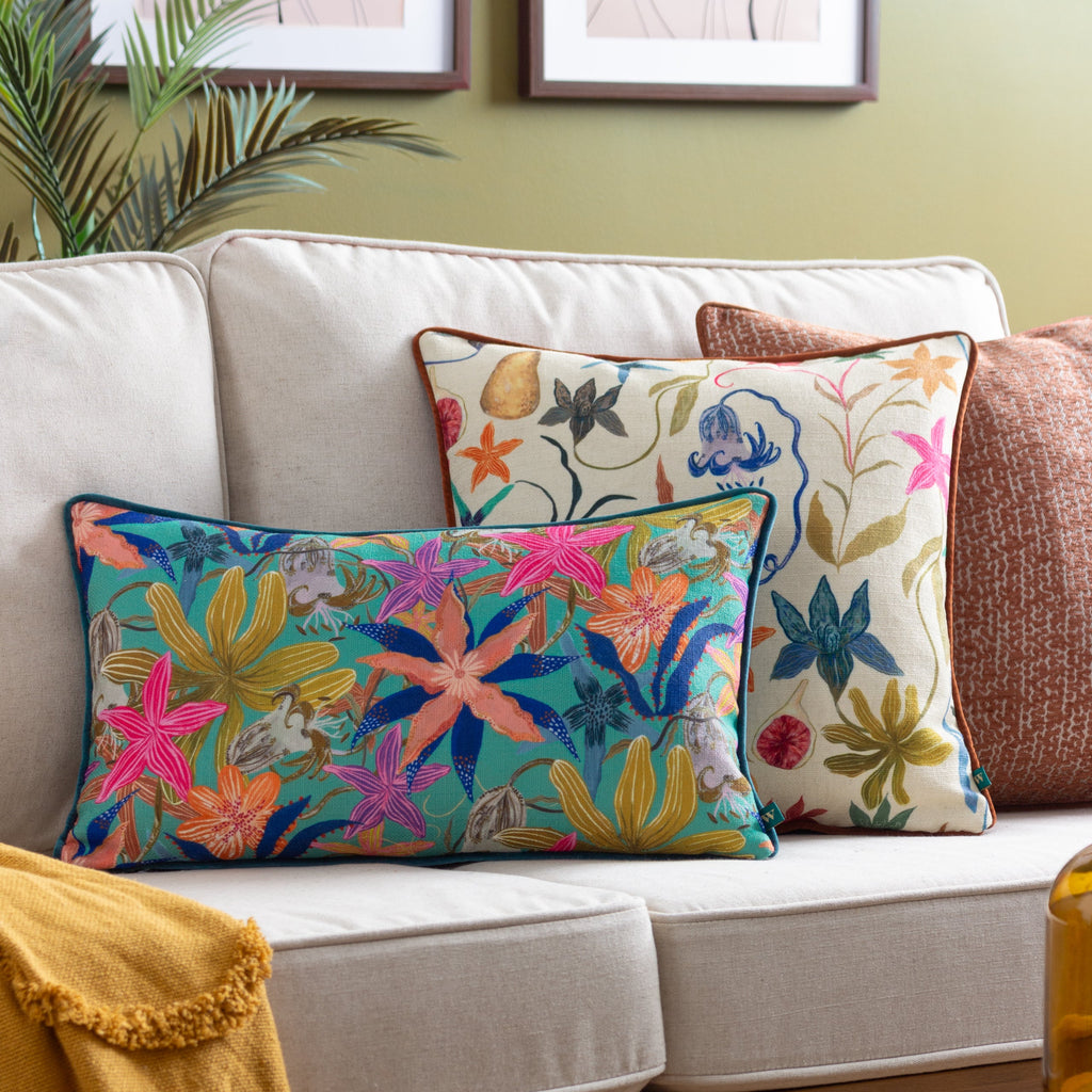 Luna Floral Tropical Piped Cushion