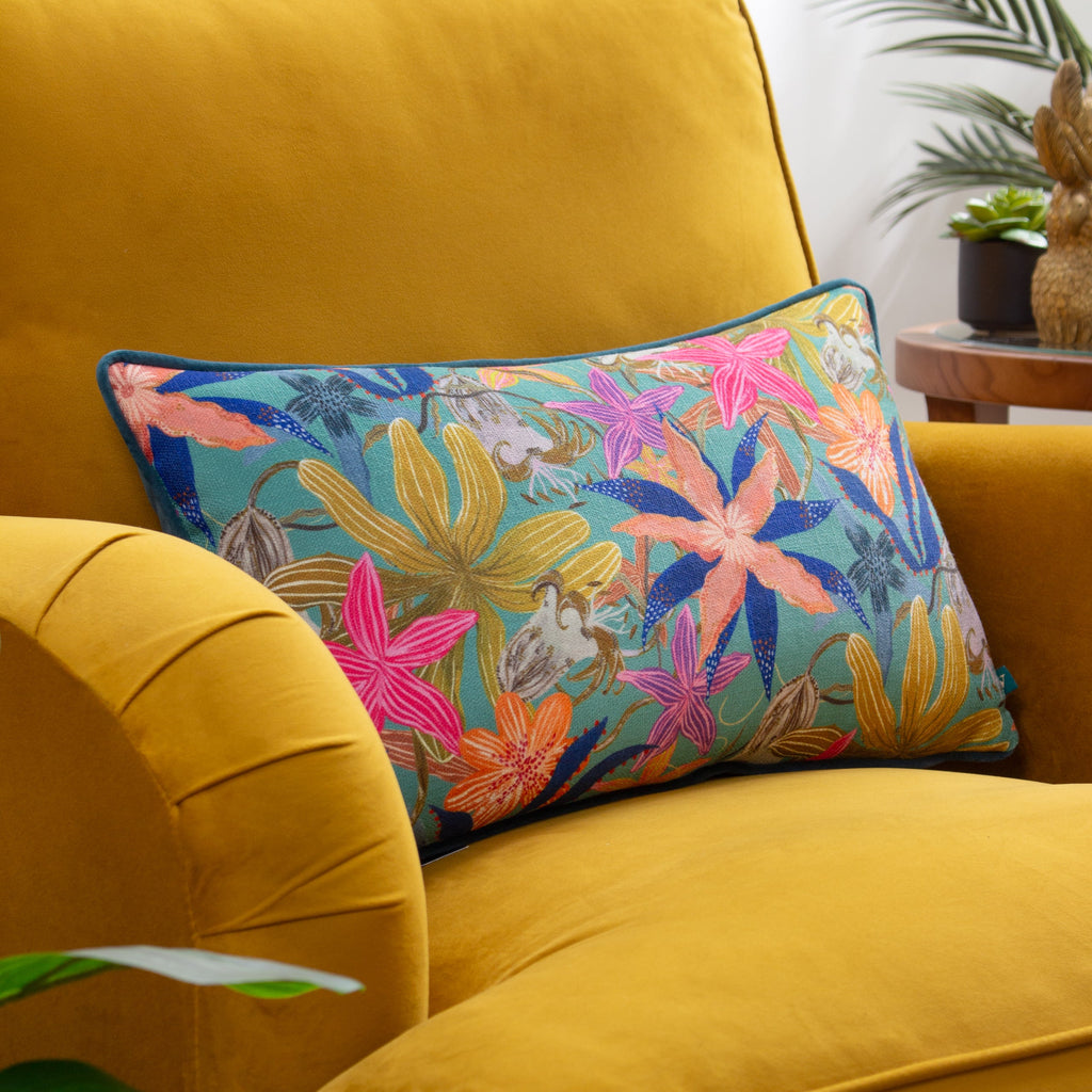 Luna Floral Tropical Piped Cushion