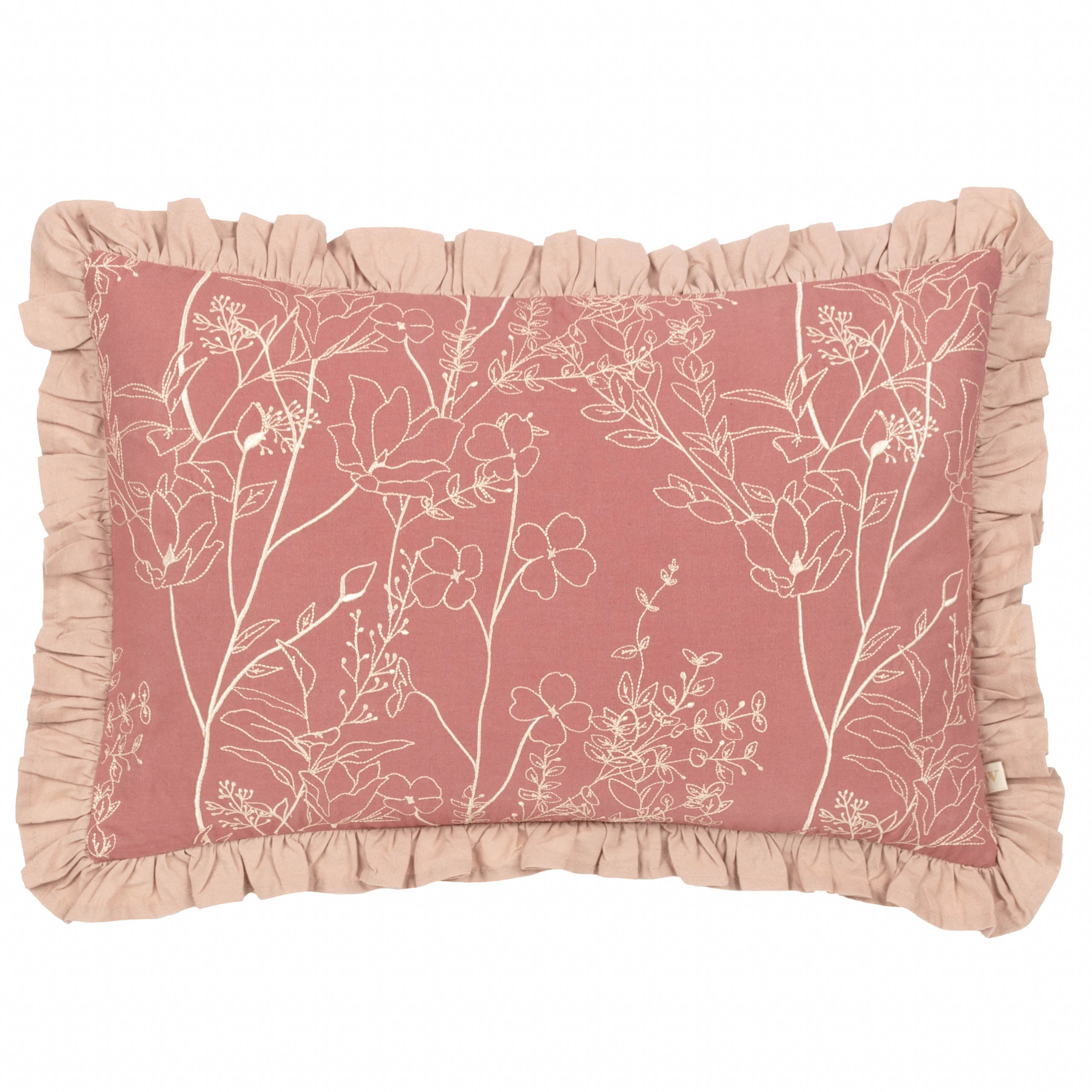 Mae Embroidered Cotton Cushion Petal