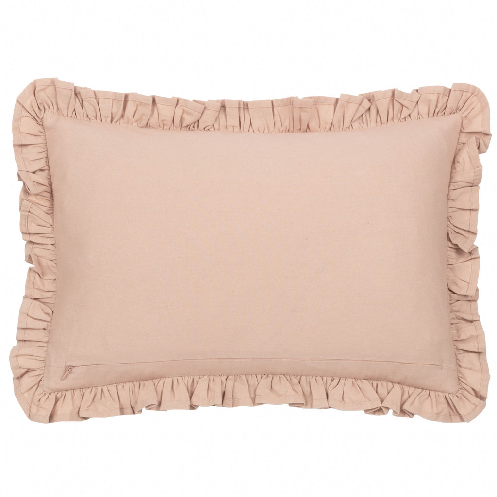 Mae Embroidered Cotton Cushion Petal