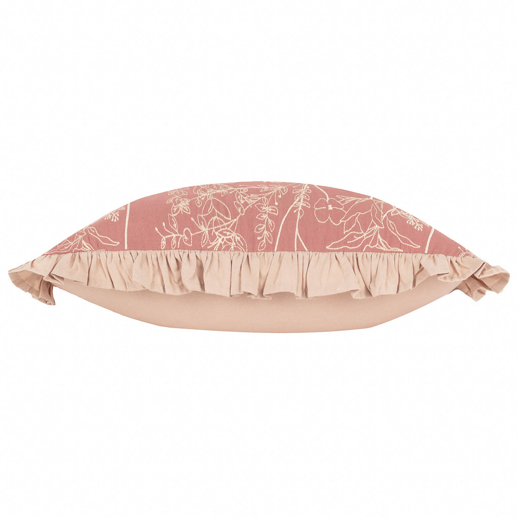 Mae Embroidered Cotton Cushion Petal