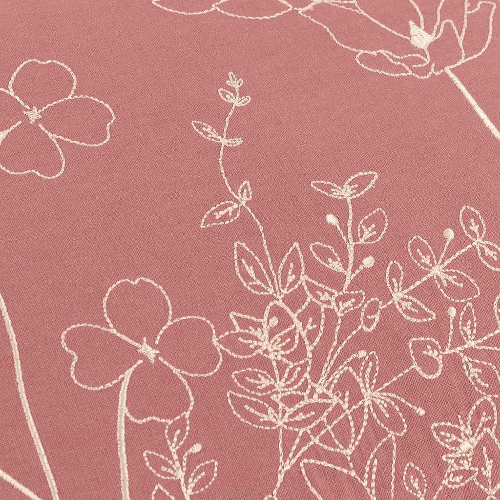 Mae Embroidered Cotton Cushion Petal