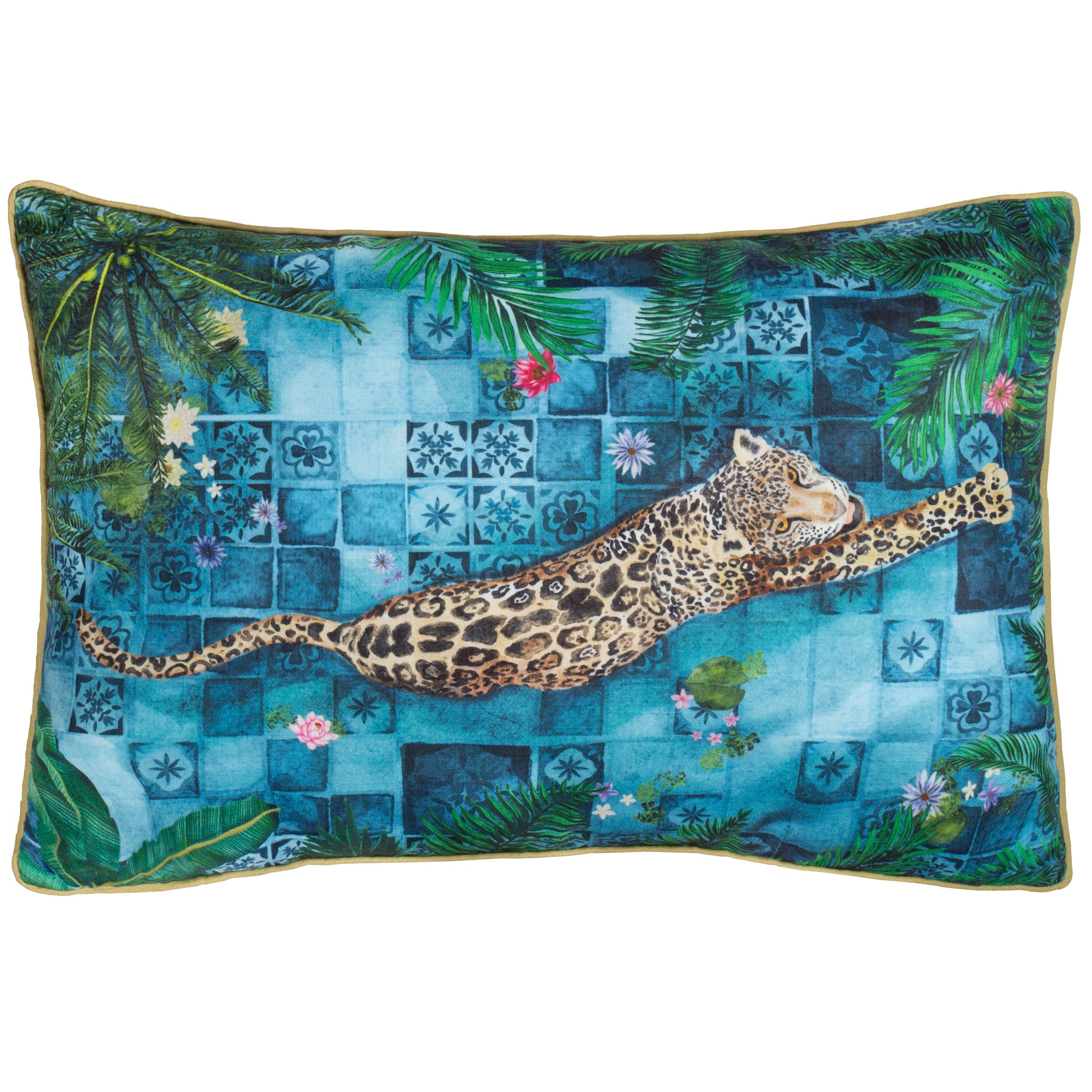 Majorelle Leopard Outdoor Piped Cushion