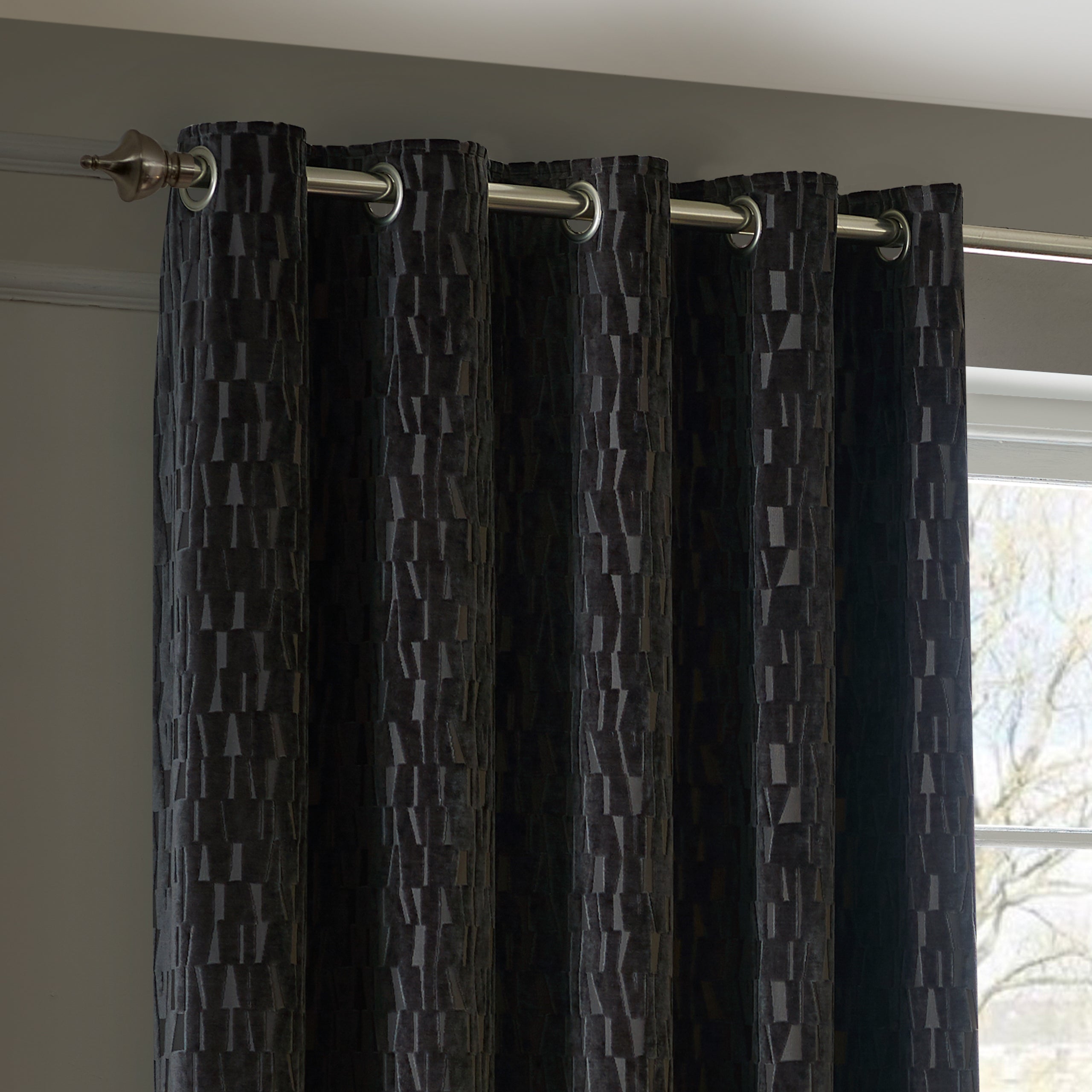 Manhattan Velvet Room Darkening Eyelet Curtains