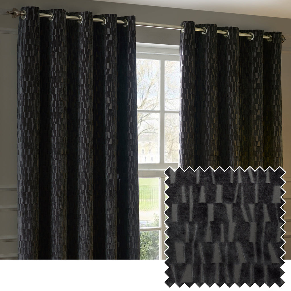 Manhattan Velvet Room Darkening Eyelet Curtains