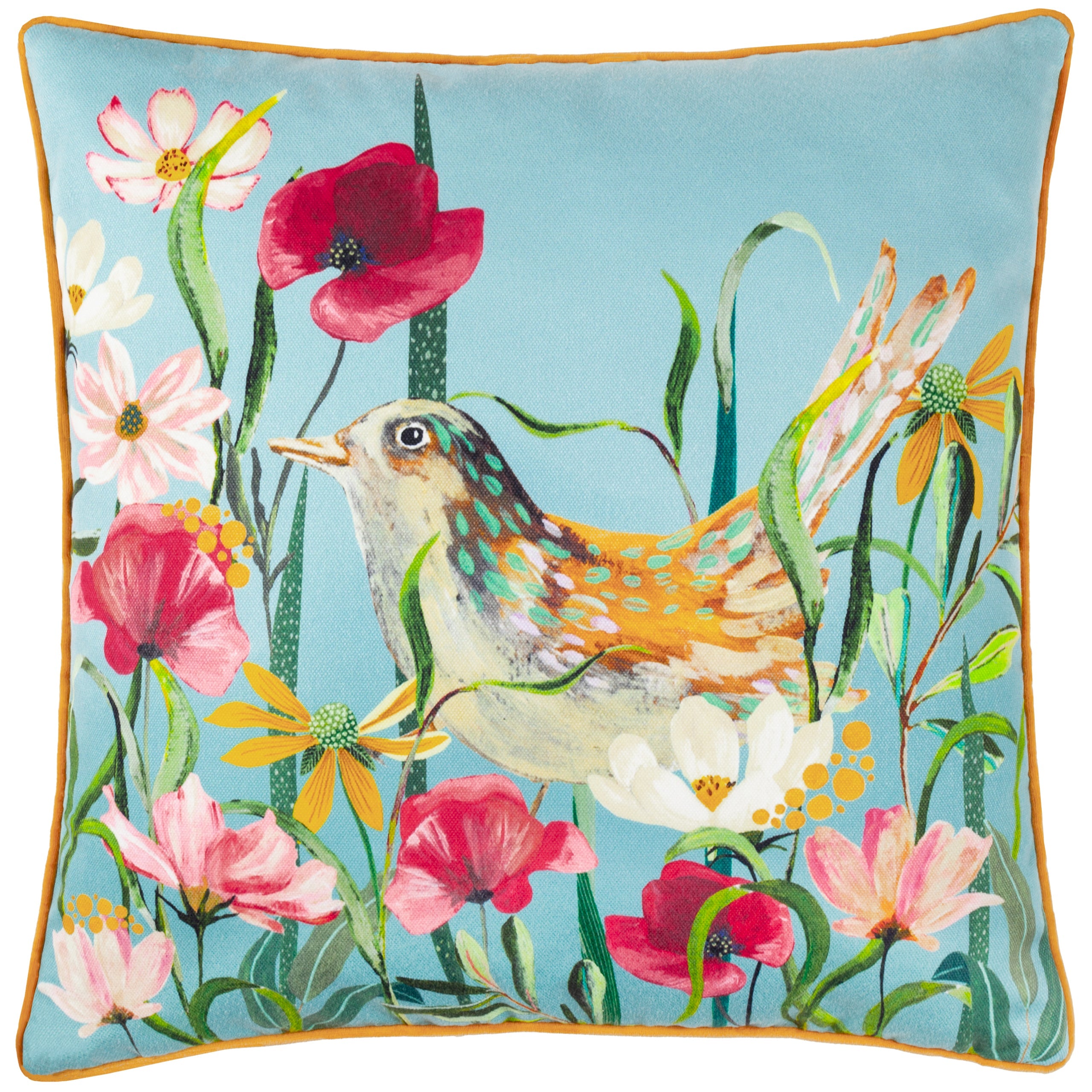 Marais Bird Meadow Printed Chenille Cushion