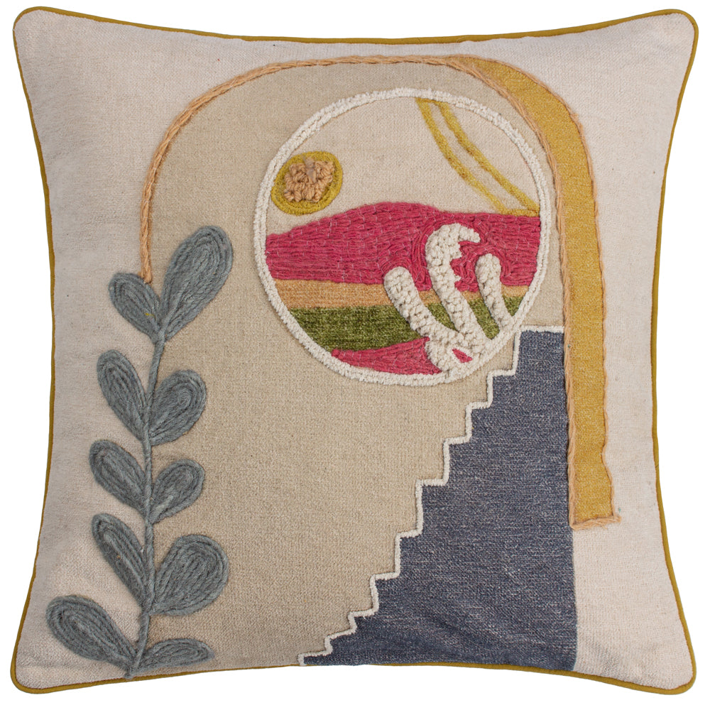 Margo Embroidered Piped Cushion