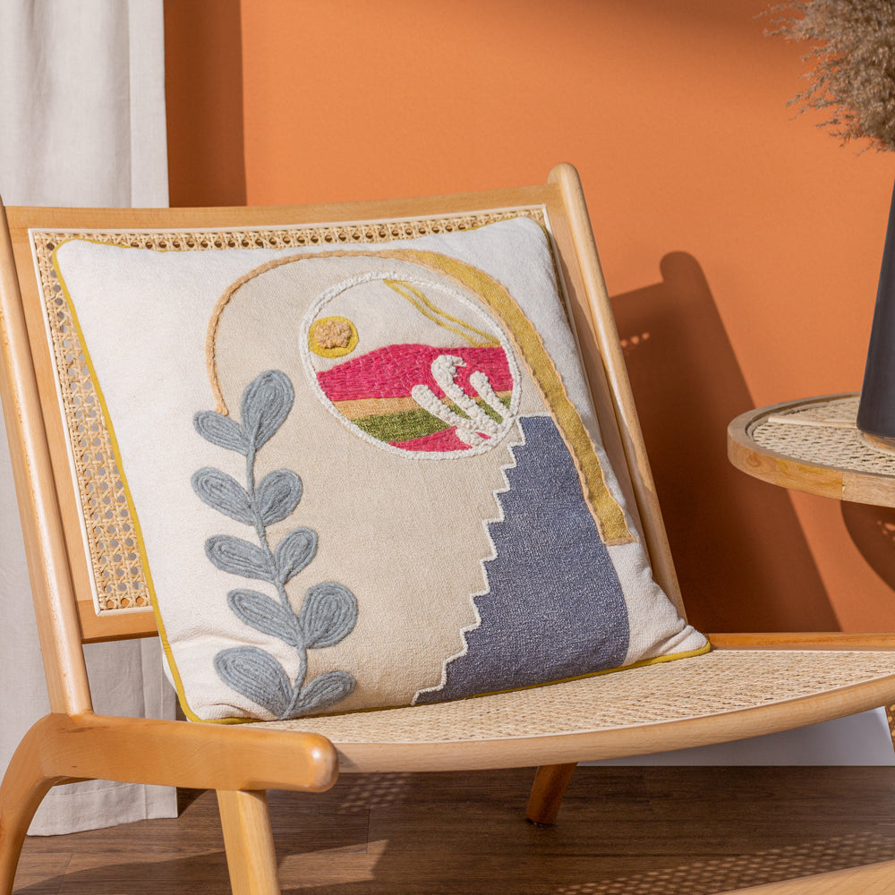 Margo Embroidered Piped Cushion