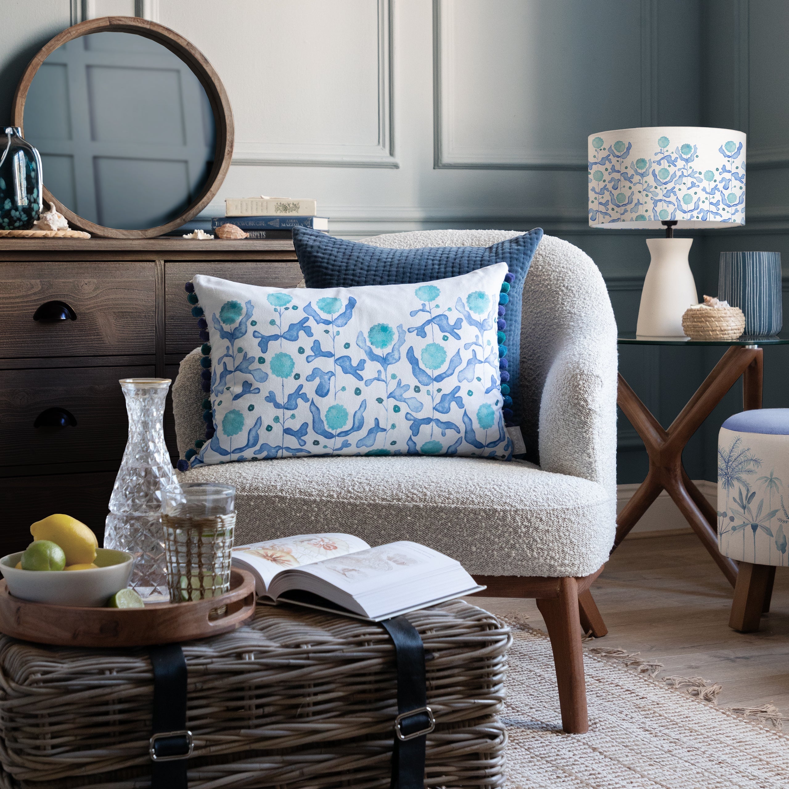 Mariani Printed Pom Pom Cushion