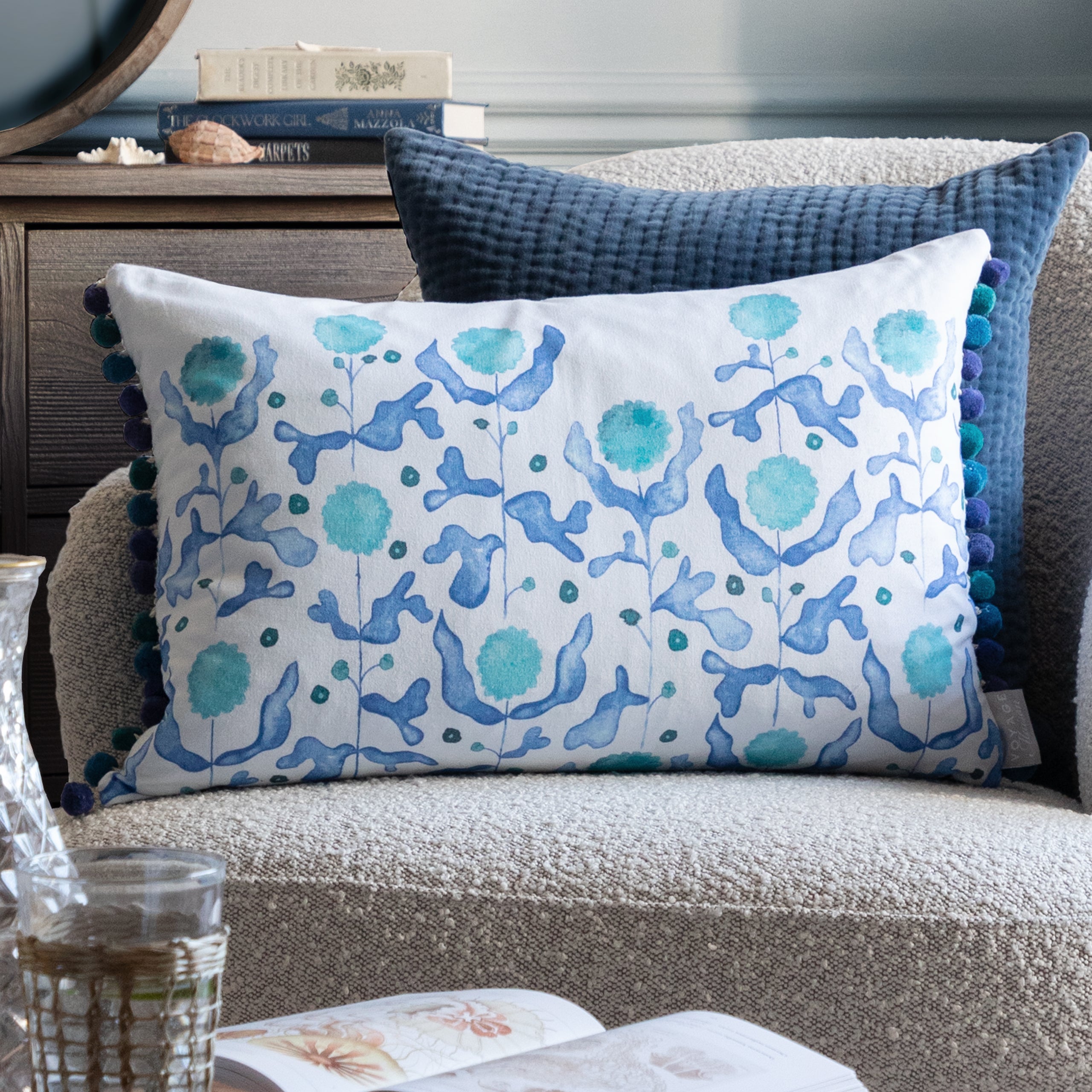 Mariani Printed Pom Pom Cushion