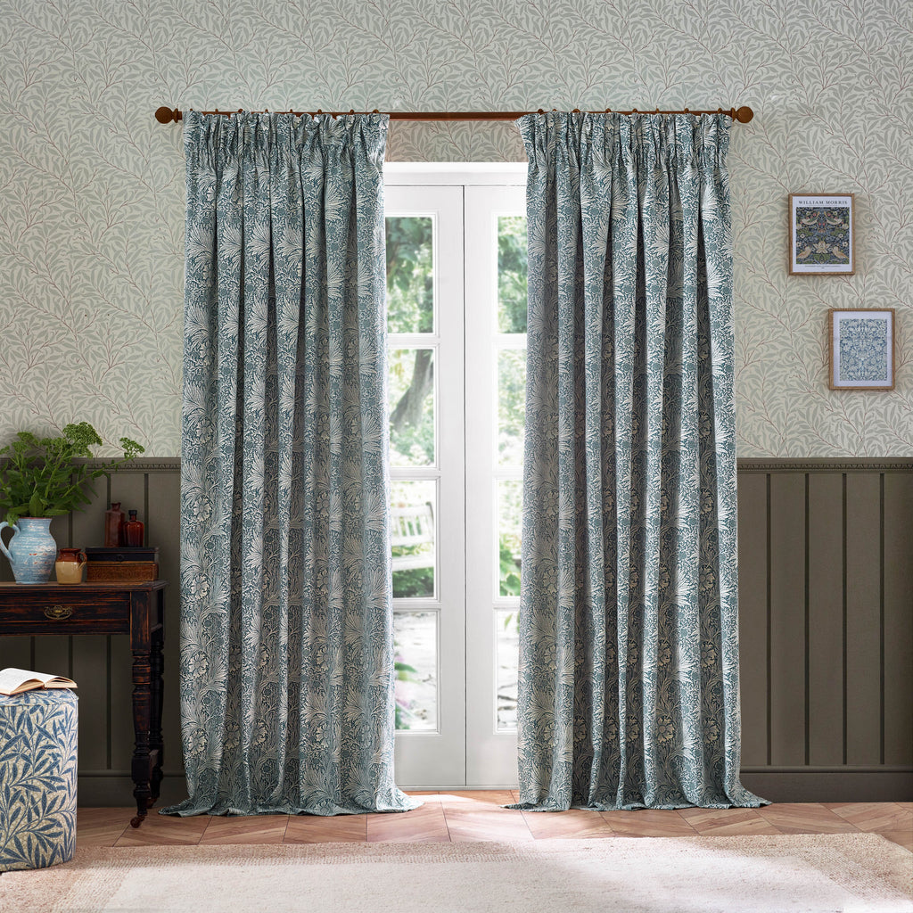 Marigold Floral Jacquard Pencil Pleat Curtains
