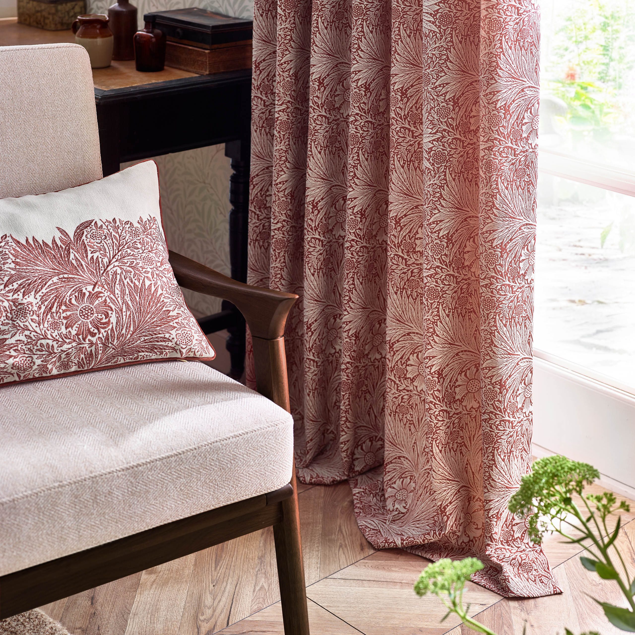 Marigold Floral Jacquard Pencil Pleat Curtains