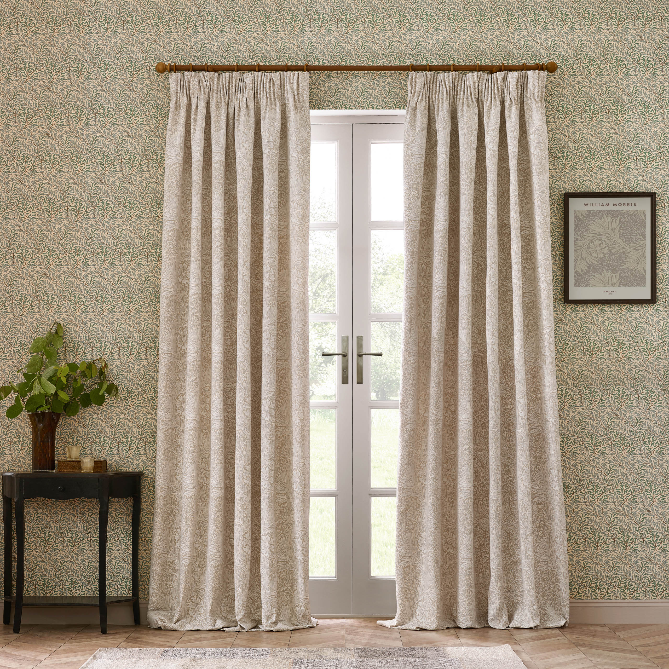 Marigold Floral Jacquard Pencil Pleat Curtains