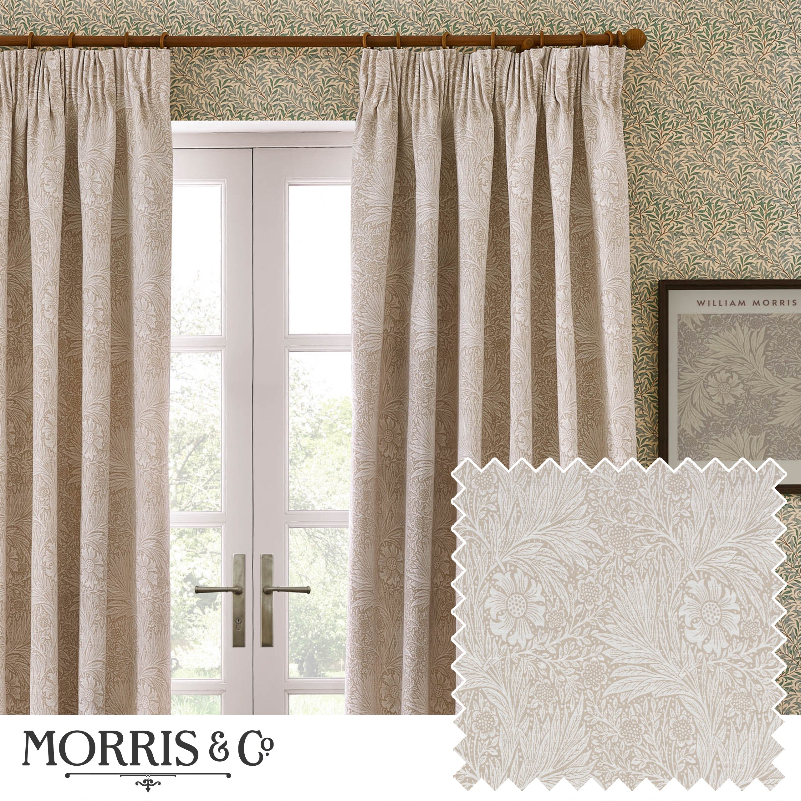 Marigold Floral Jacquard Pencil Pleat Curtains